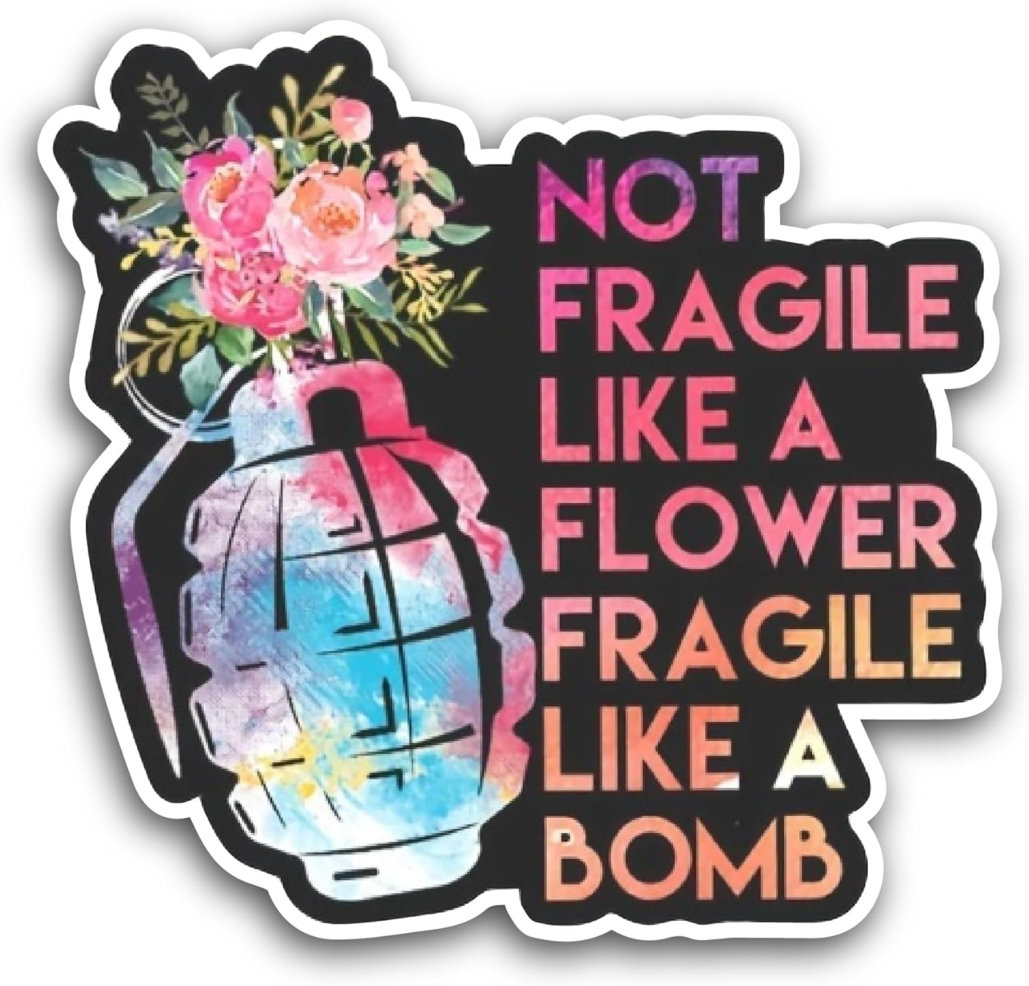 2 (Pieces) 3" and 5" Not Fragile Sticker, Waterproof Vinyl Decals for Many Purpose Like Cars, Trucks, Laptops, Phones, Windows and More