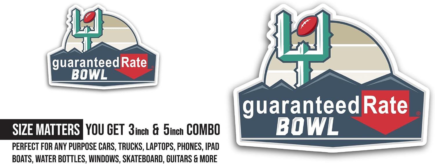 2 (Pieces) 3" and 5" Guaranteed Rate B0wl Sticker, Waterproof Vinyl Decals for Many Purpose Like Cars, Trucks, Laptops, Phones, Windows and More