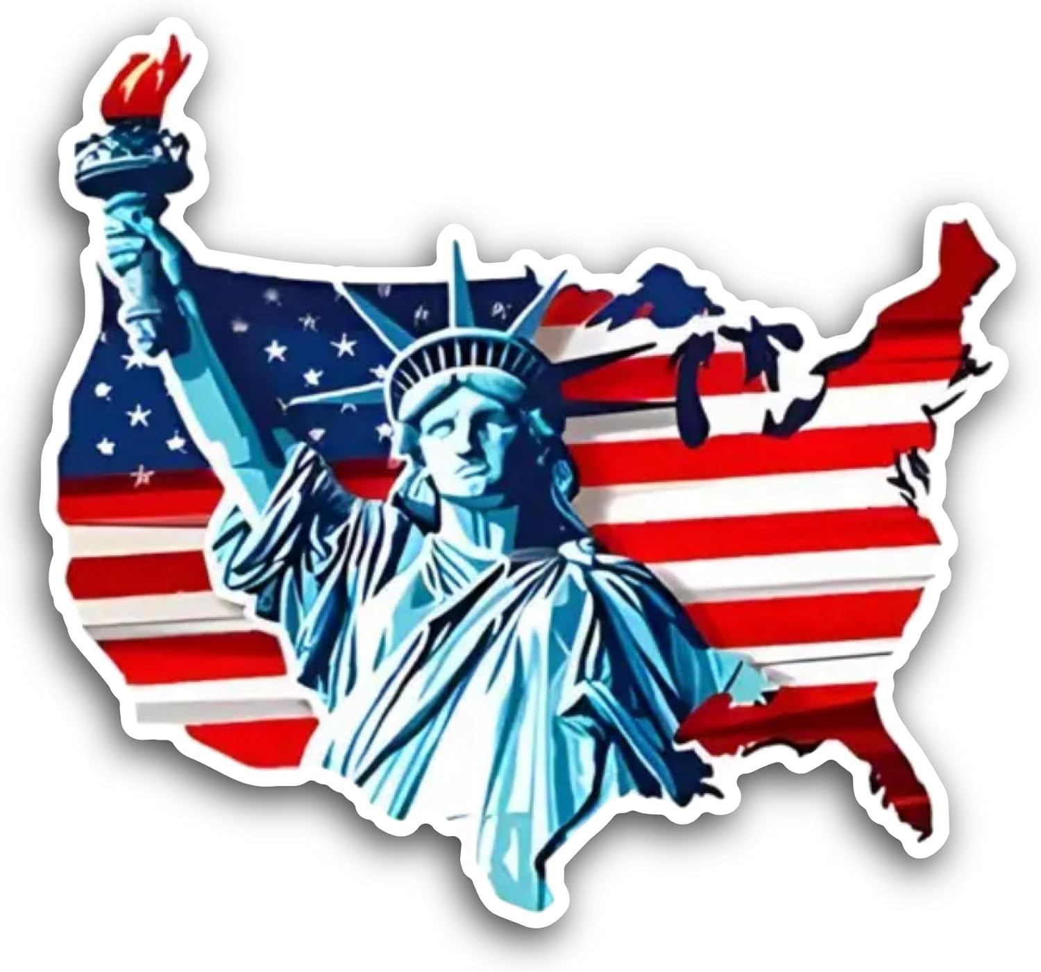 2 (Pieces) 3" and 5" Statue of Liberty with Flag Sticker, Waterproof Vinyl Decals for Many Purpose Like Cars, Trucks, Laptops, Phones, Windows and More