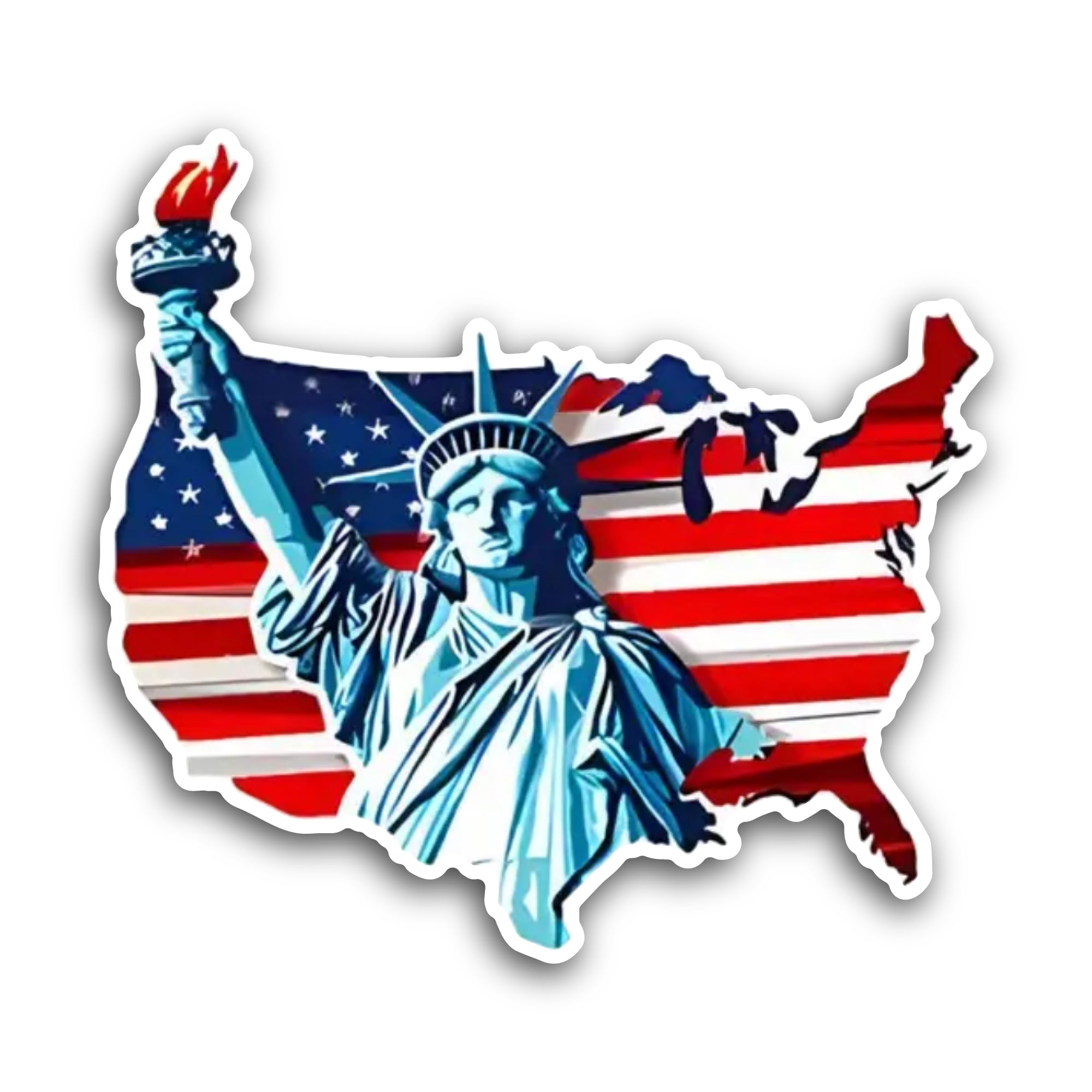 2 (Pieces) 3" and 5" Statue of Liberty with Flag Sticker, Waterproof Vinyl Decals for Many Purpose L