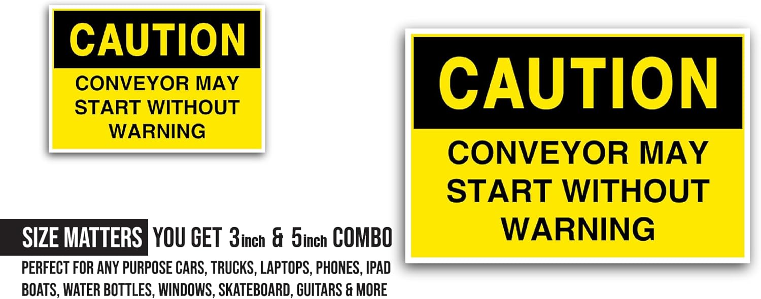 2 (Pieces) 3" and 5" Conveyor May Start Sticker, Waterproof Vinyl Decals for Many Purpose Like Cars, Trucks, Laptops, Phones, Windows and More