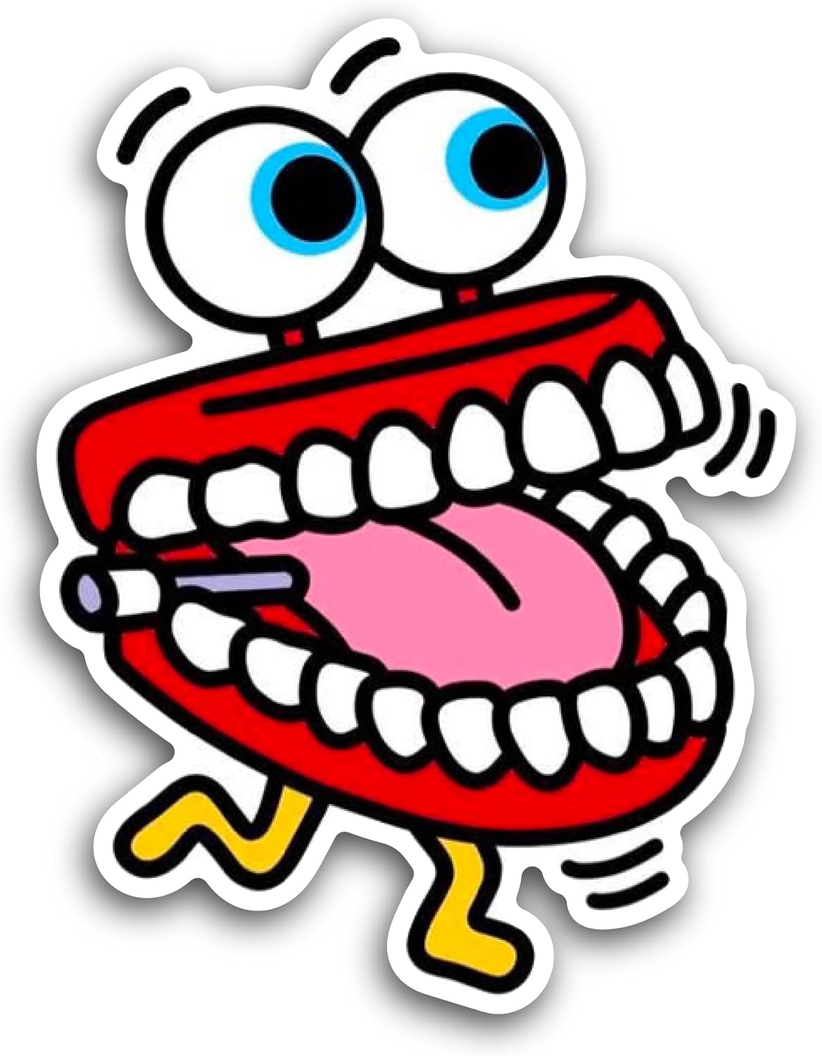 2 (Pieces) 3" and 5" Toy Denture Sticker, Waterproof Vinyl Decals for Many Purpose Like Cars, Trucks, Laptops, Phones, Windows and More