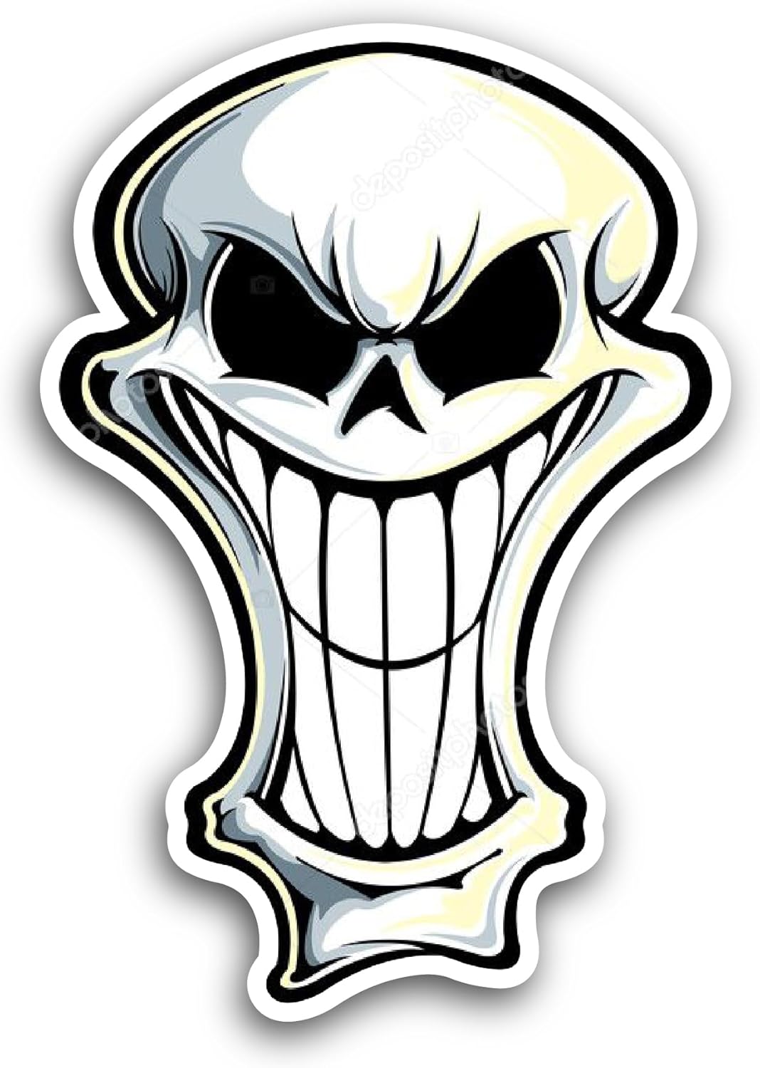 2 (Pieces) 3" and 5" Scary Skull Sticker, Waterproof Vinyl Decals for Many Purpose Like Cars, Trucks, Laptops, Phones, Windows and More
