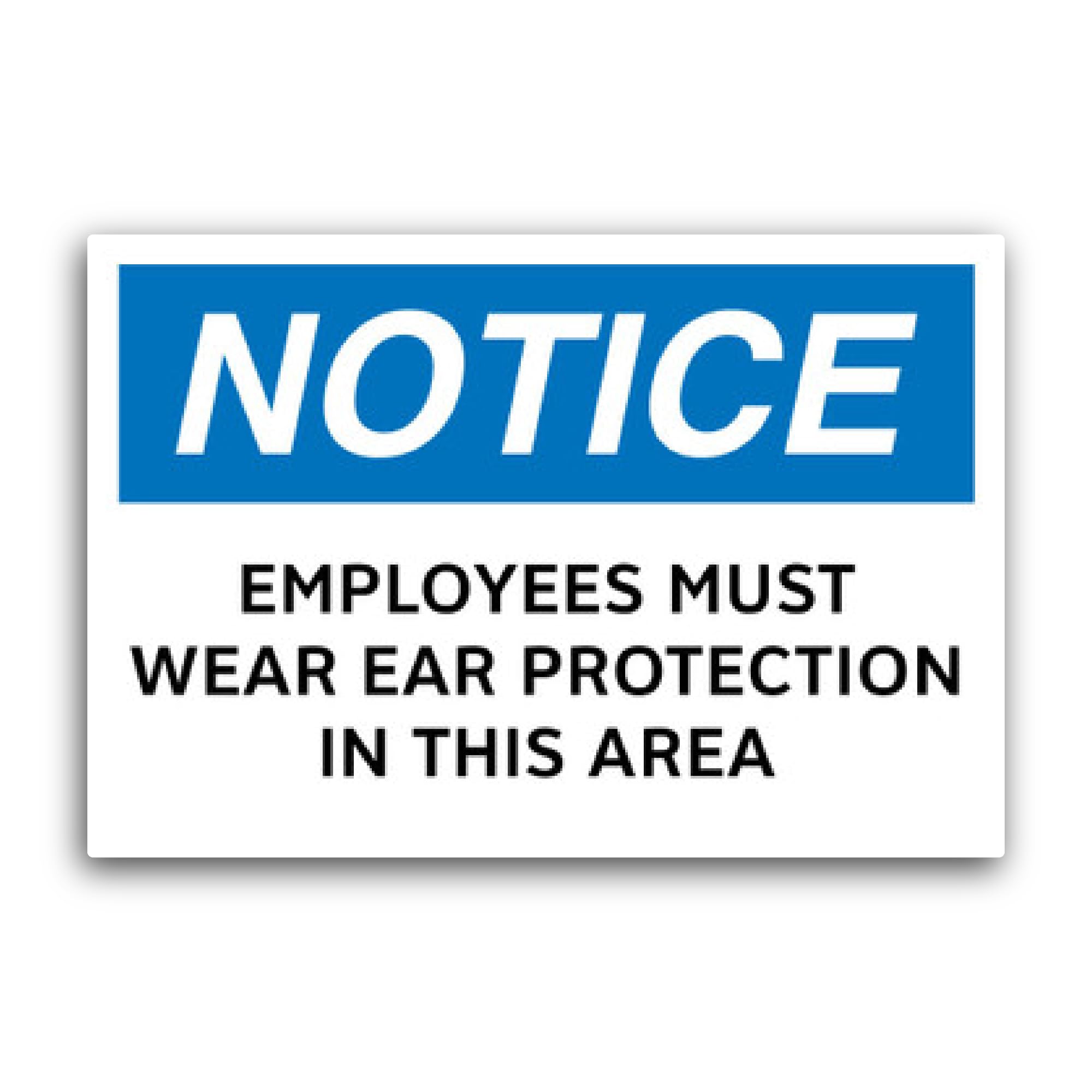 2 (Pieces) 3" and 5" Employees Must Wear Ear Protection Sign Sticker, Waterproof Vinyl Decals for Ma