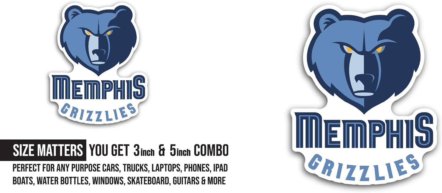 2 (Pieces) 3" and 5" M3mphis Gr1zzlies Decal Sticker, Waterproof Vinyl Decals for Many Purpose Like Cars, Trucks, Laptops, Phones, Windows and More