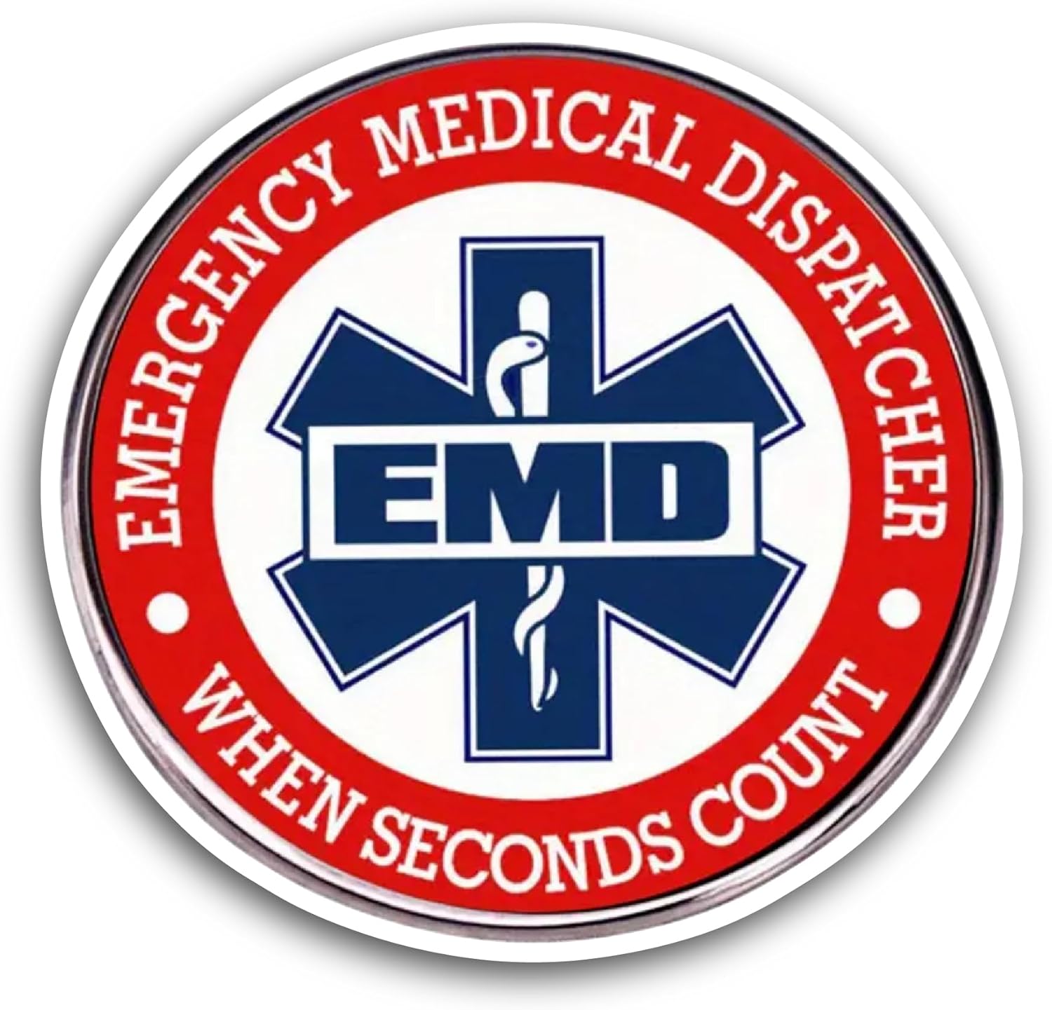 2 (Pieces) 3" and 5" Emergency Medical Dispatcher Sticker, Waterproof Vinyl Decals for Many Purpose Like Cars, Trucks, Laptops, Phones, Windows and More