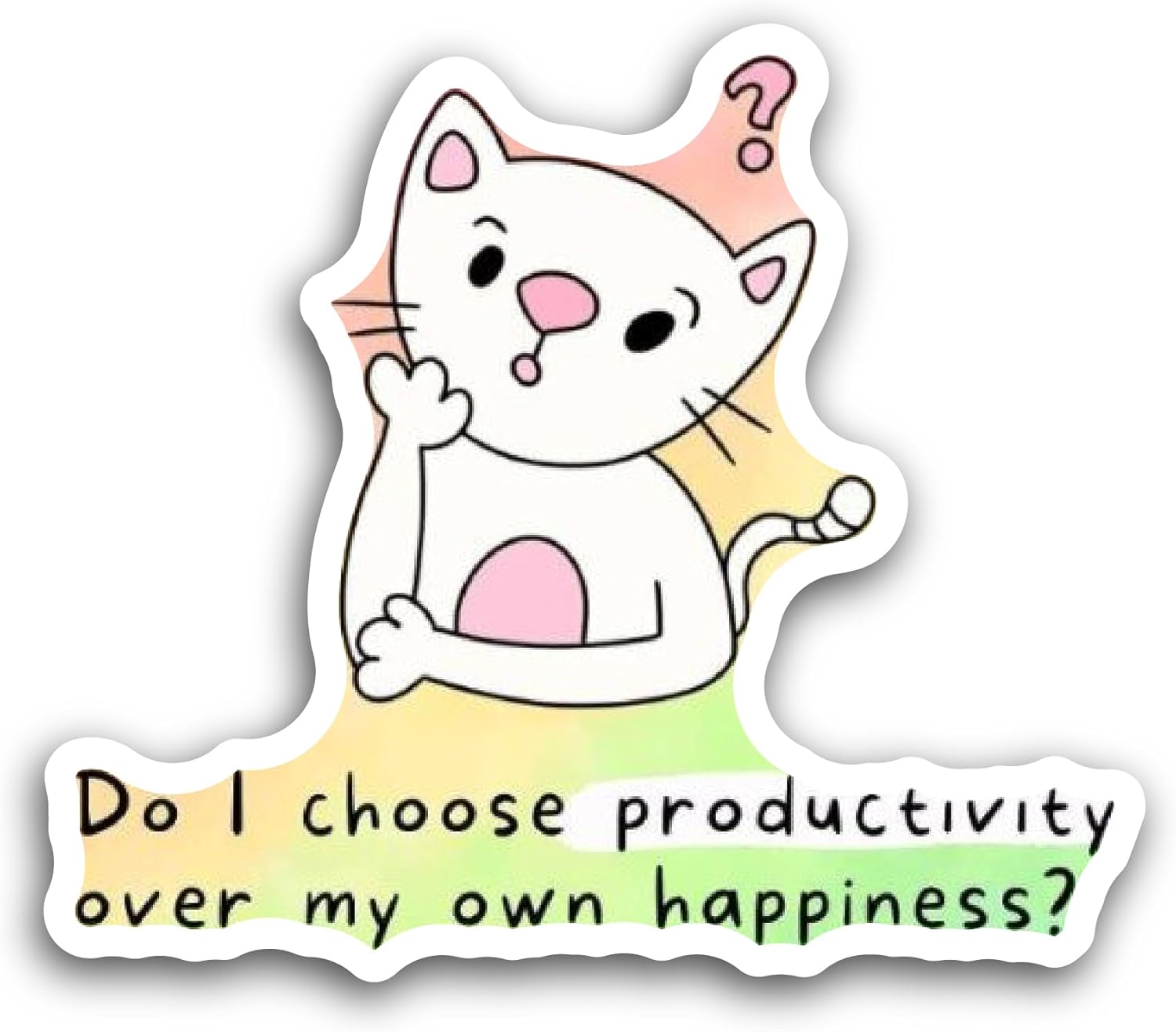 2 (Pieces) 3" and 5" Do I Choose Productivity Over My Own Happiness Text Sticker, Waterproof Vinyl Decals for Many Purpose Like Cars, Trucks, Laptops, Phones, Windows and More