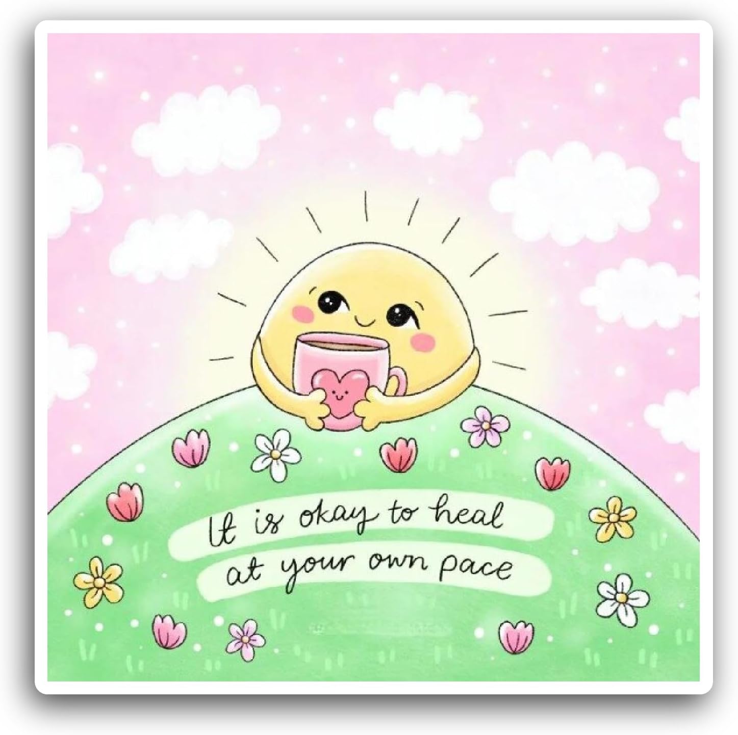 2 (Pieces) 3" and 5" Sunshine with Inspirational Text Sticker, Waterproof Vinyl Decals for Many Purpose Like Cars, Trucks, Laptops, Phones, Windows and More