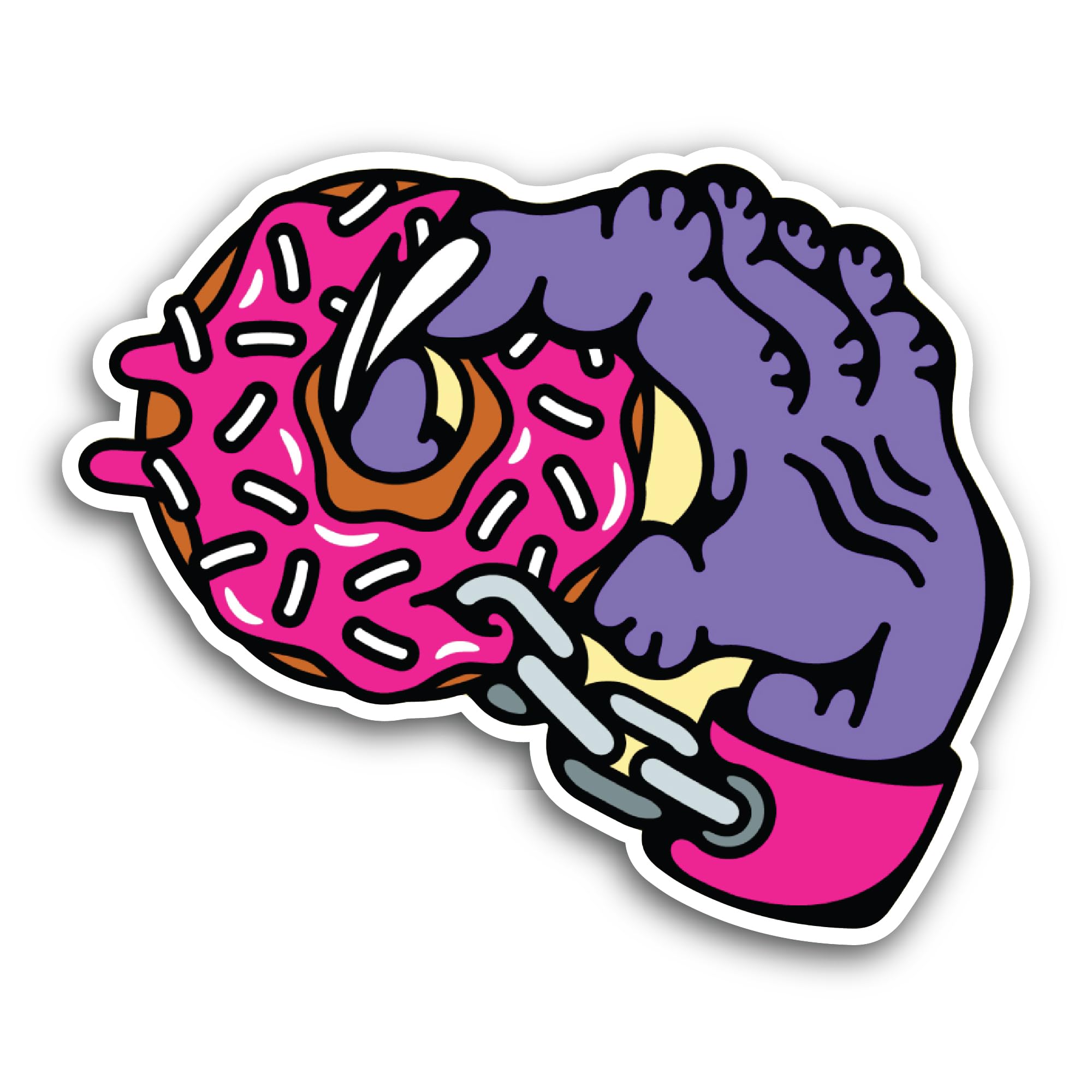 2 (Pieces) 2" and 3" Black Circular Badge with Fuzzy Monster Character Sticker, Waterproof Vinyl Dec