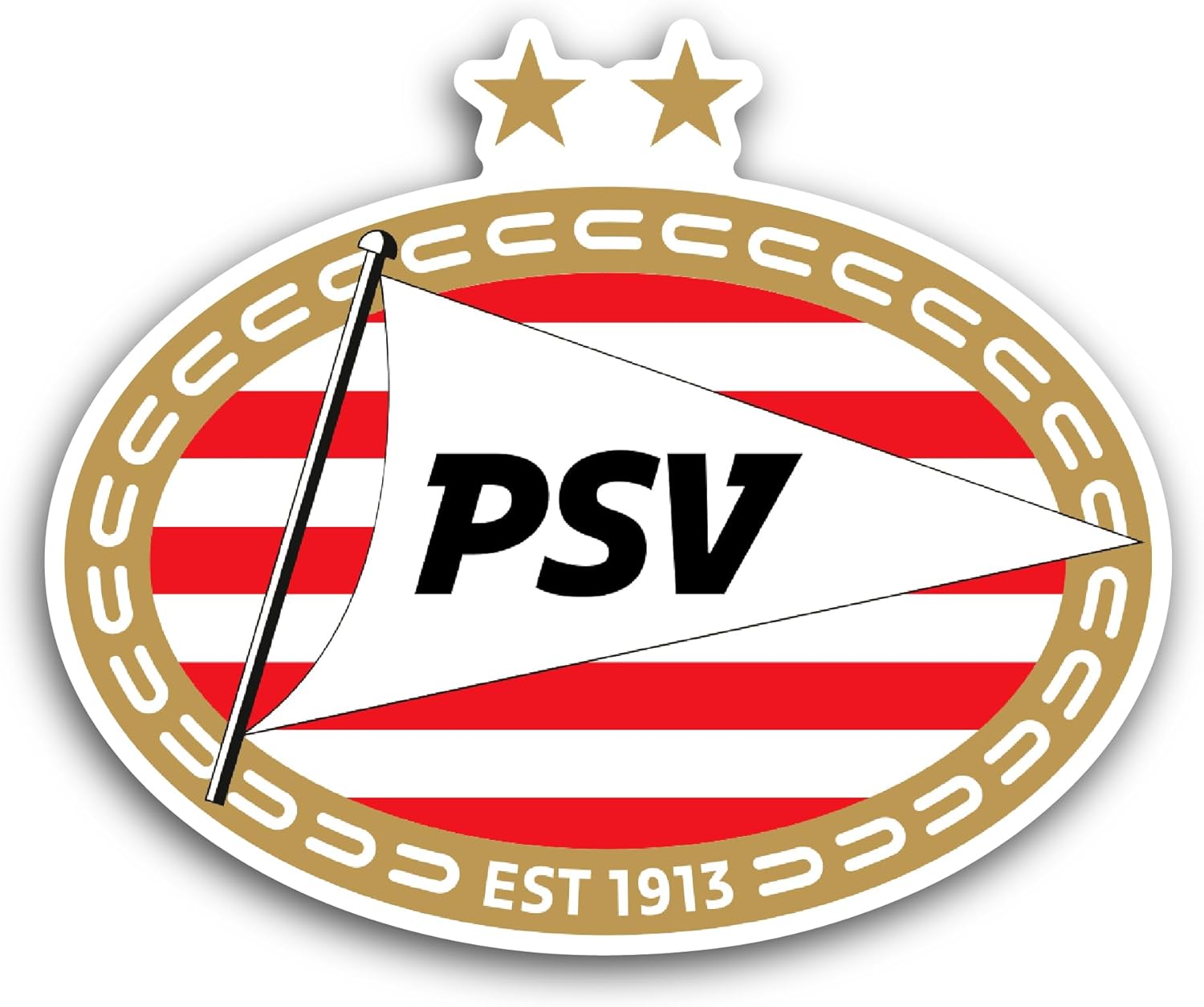 2 (Pieces) 3" and 5" PSV Eindh0ven Sticker, Waterproof Vinyl Decals for Many Purpose Like Cars, Trucks, Laptops, Phones, Windows and More