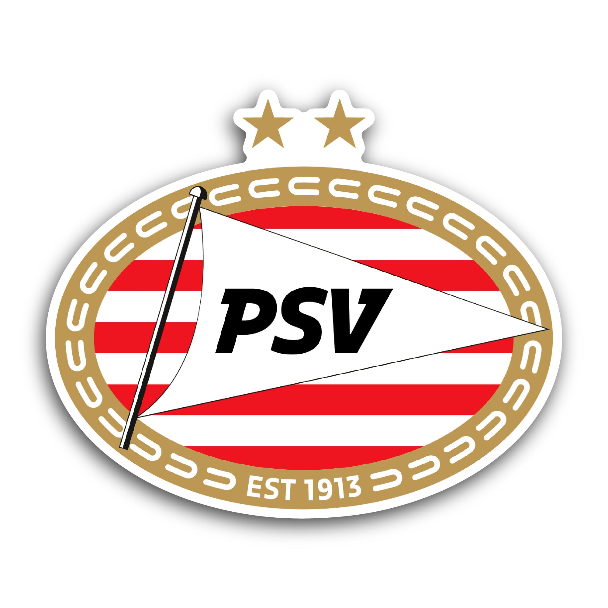 2 (Pieces) 3" and 5" PSV Eindh0ven Sticker, Waterproof Vinyl Decals for Many Purpose Like Cars, Truc