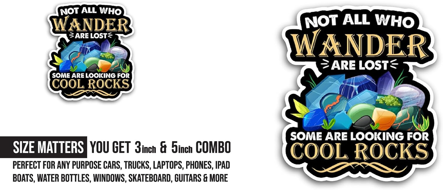 2 (Pieces) 3" and 5" Not All Who Wander Sticker, Waterproof Vinyl Decals for Many Purpose Like Cars, Trucks, Laptops, Phones, Windows and More