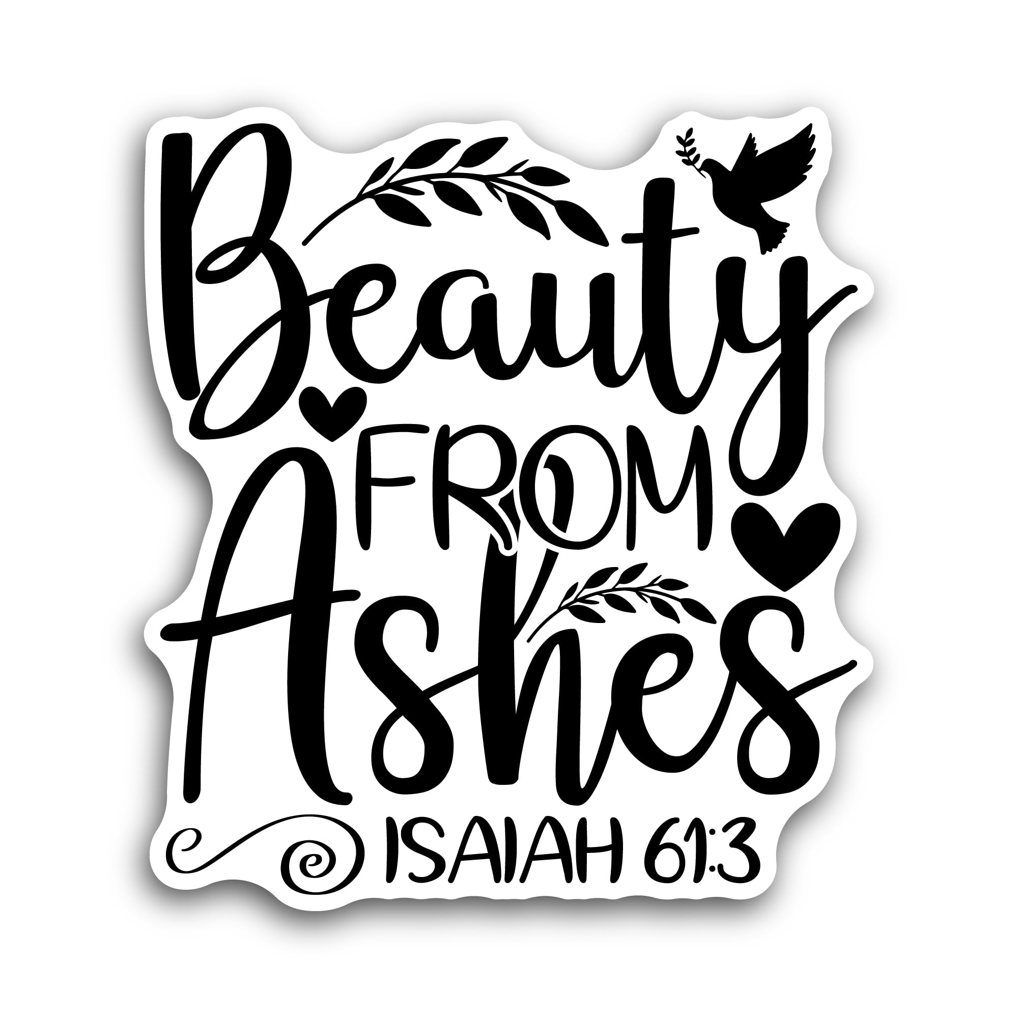 2 (Pieces) 3" and 5" Beauty from Ashes Lettering Sticker, Waterproof Vinyl Decals for Many Purpose L