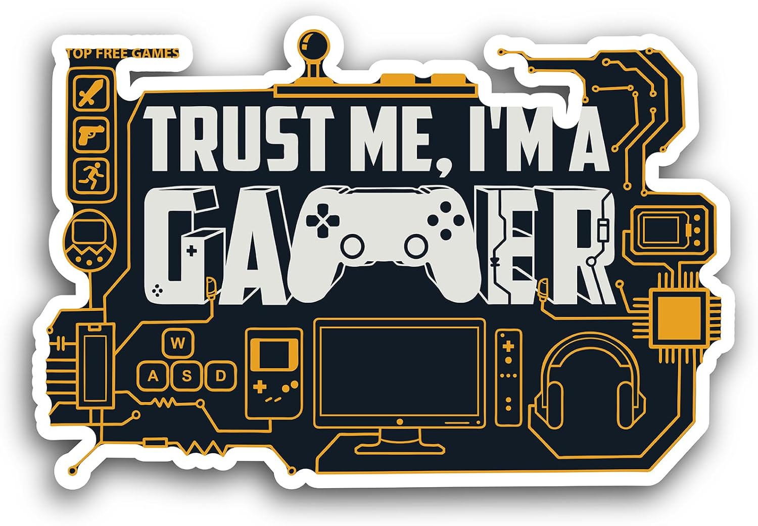 2 (Pieces) 3" and 5" Trust Me I'm a Gamer Sticker, Waterproof Vinyl Decals for Many Purpose Like Cars, Trucks, Laptops, Phones, Windows and More