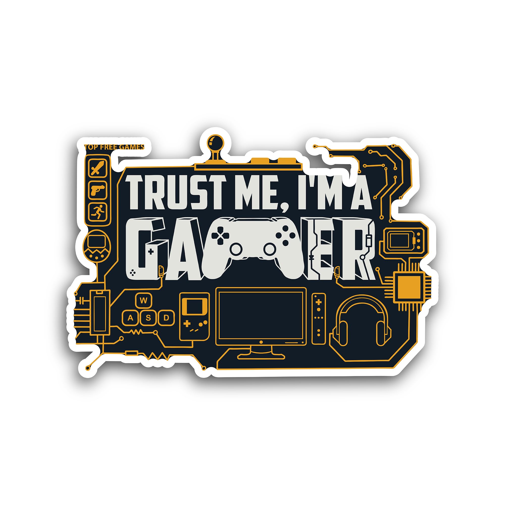 2 (Pieces) 3" and 5" Trust Me I'm a Gamer Sticker, Waterproof Vinyl Decals for Many Purpose Like Car