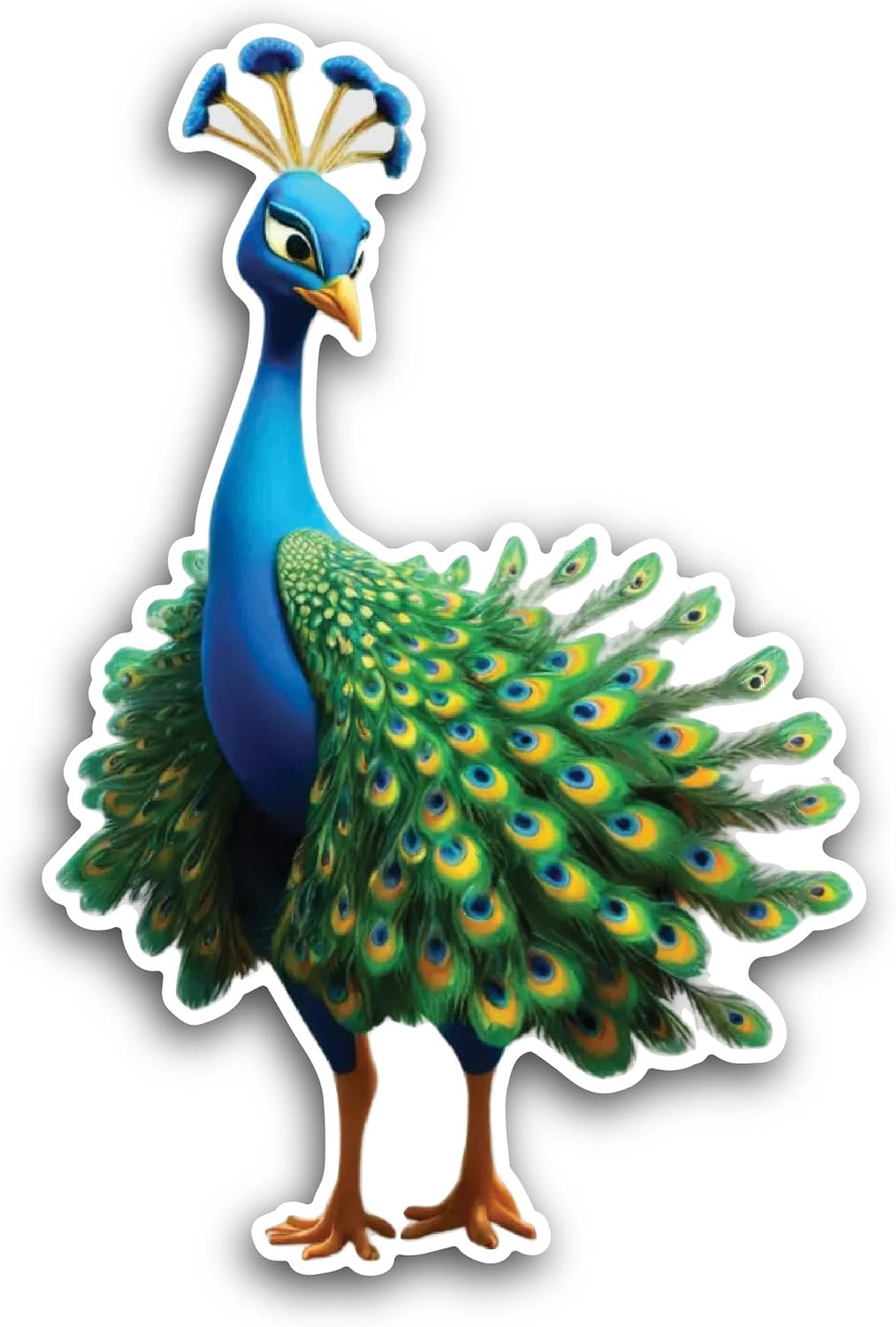 2 (Pieces) 3" and 5" Cartoon Peacock Sticker, Waterproof Vinyl Decals for Many Purpose Like Cars, Trucks, Laptops, Phones, Windows and More