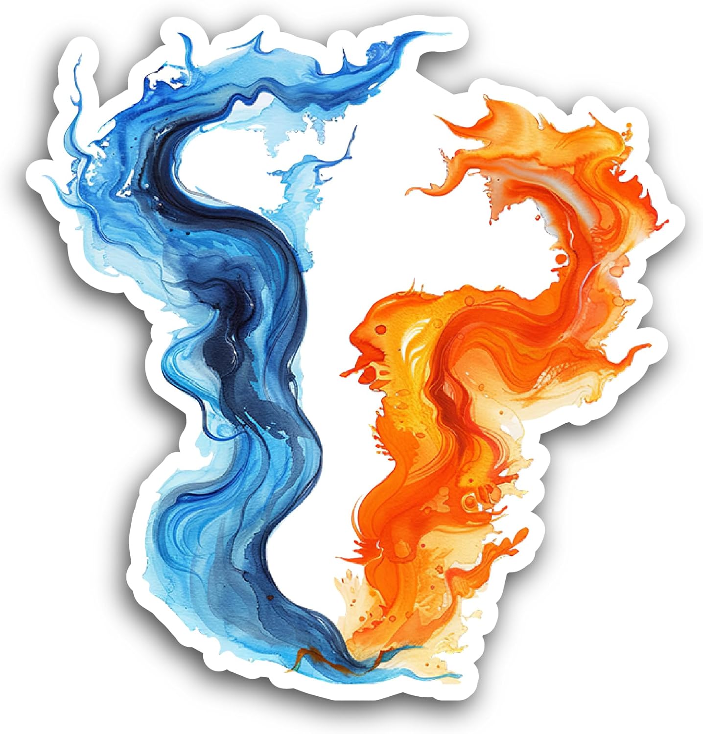 2 (Pieces) 3" and 5" Blue and Orange Smoke Sticker, Waterproof Vinyl Decals for Many Purpose Like Cars, Trucks, Laptops, Phones, Windows and More