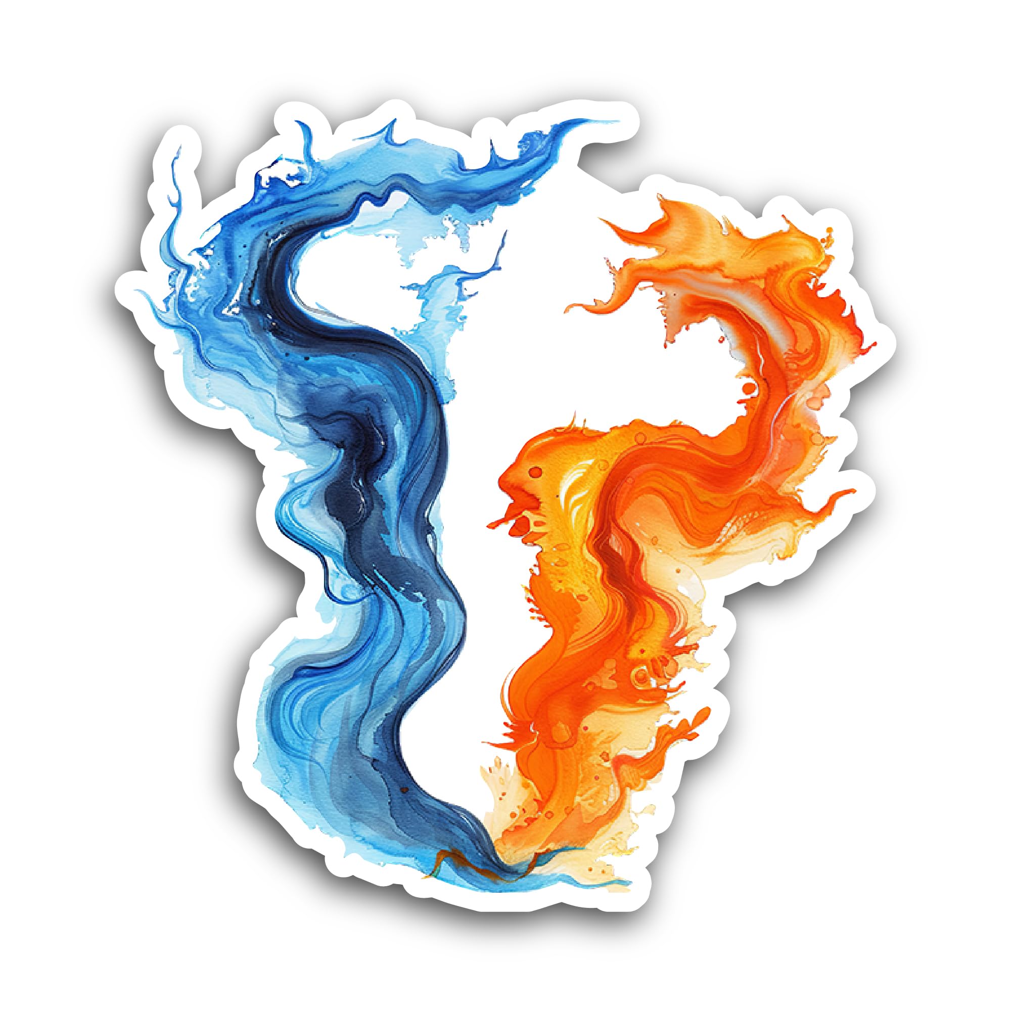 2 (Pieces) 3" and 5" Blue and Orange Smoke Sticker, Waterproof Vinyl Decals for Many Purpose Like Ca