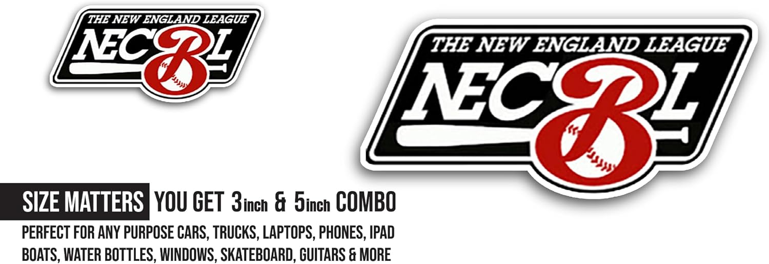 2 (Pieces) 3" and 5" NECBL Sticker, Waterproof Vinyl Decals for Many Purpose Like Cars, Trucks, Laptops, Phones, Windows and More