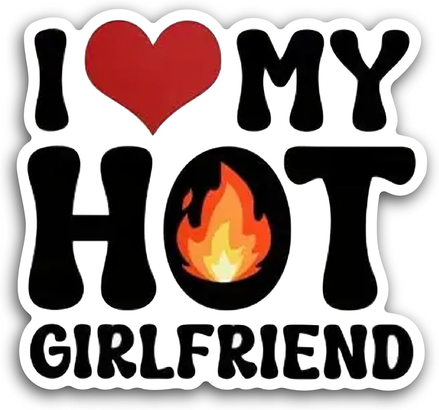 2 (Pieces) 3" and 5" I Love My Hot Girlfriend Sticker, Waterproof Vinyl Decals for Many Purpose Like Cars, Trucks, Laptops, Phones, Windows and More