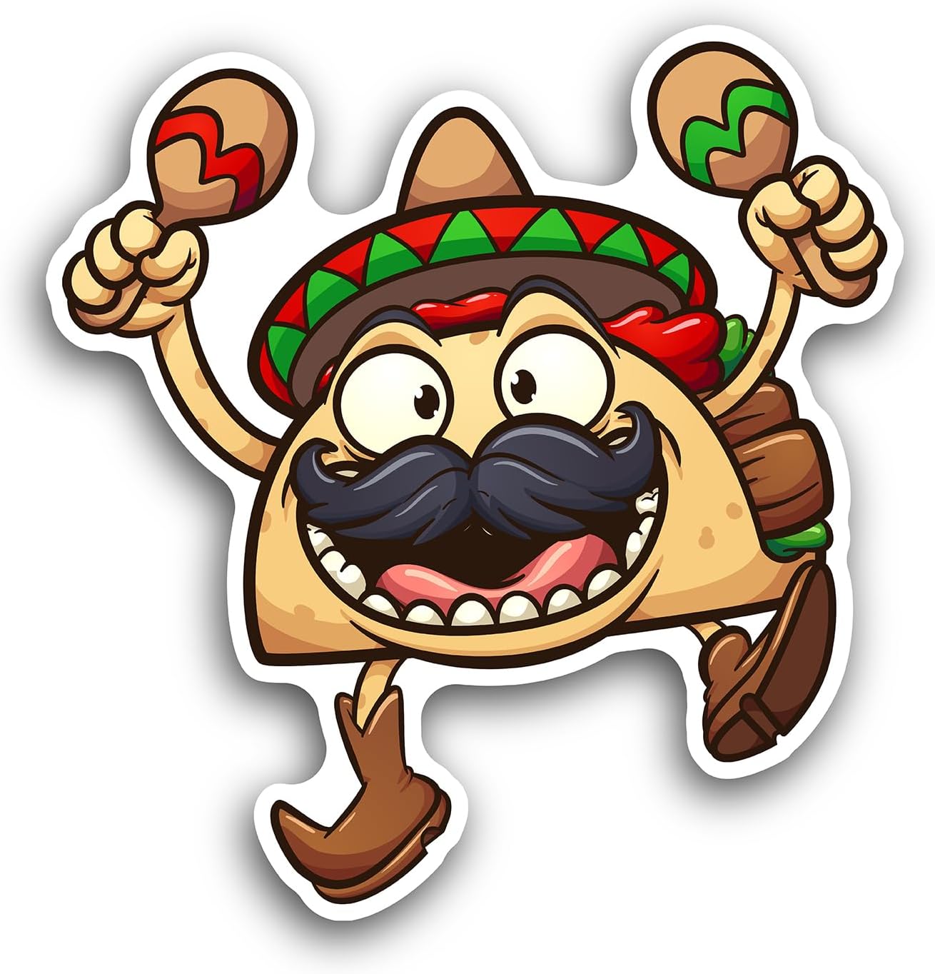 2 (Pieces) 3" and 5" Taco Man Sticker, Waterproof Vinyl Decals for Many Purpose Like Cars, Trucks, Laptops, Phones, Windows and More