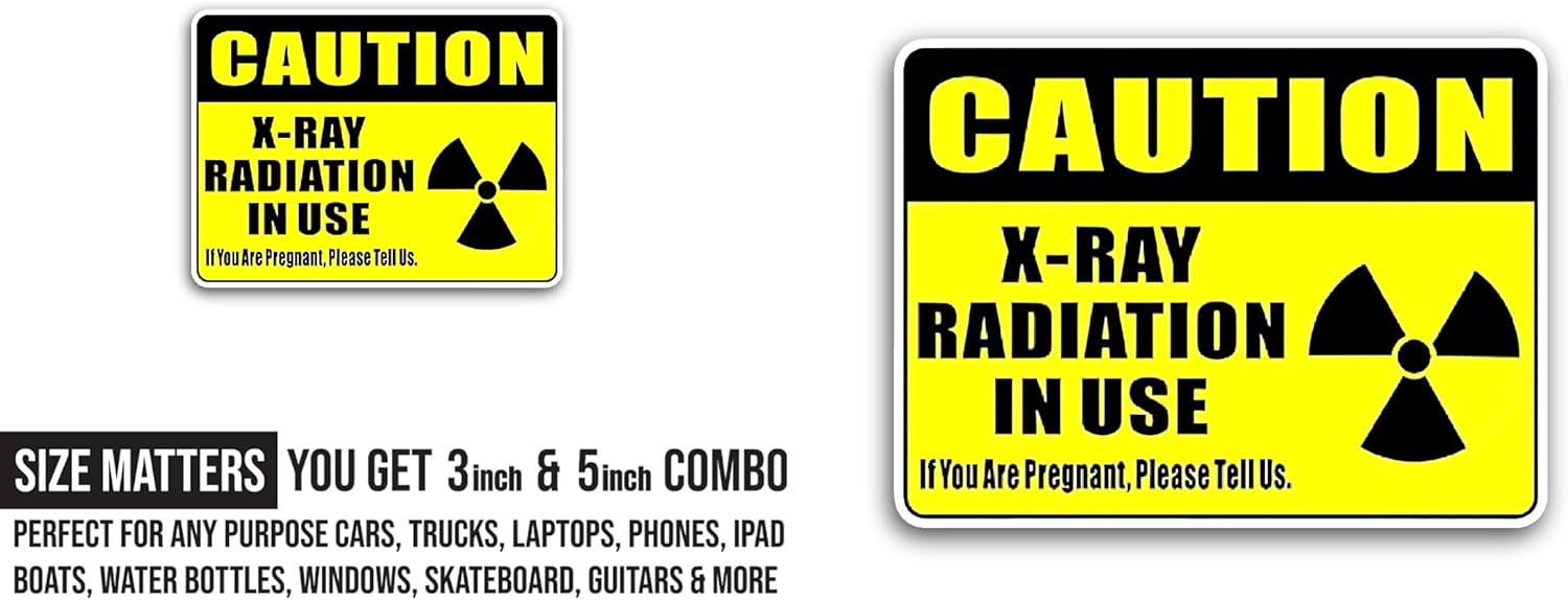 2 (Pieces) 3" and 5" X-ray Radiation Symbol Sticker, Waterproof Vinyl Decals for Many Purpose Like Cars, Trucks, Laptops, Phones, Windows and More