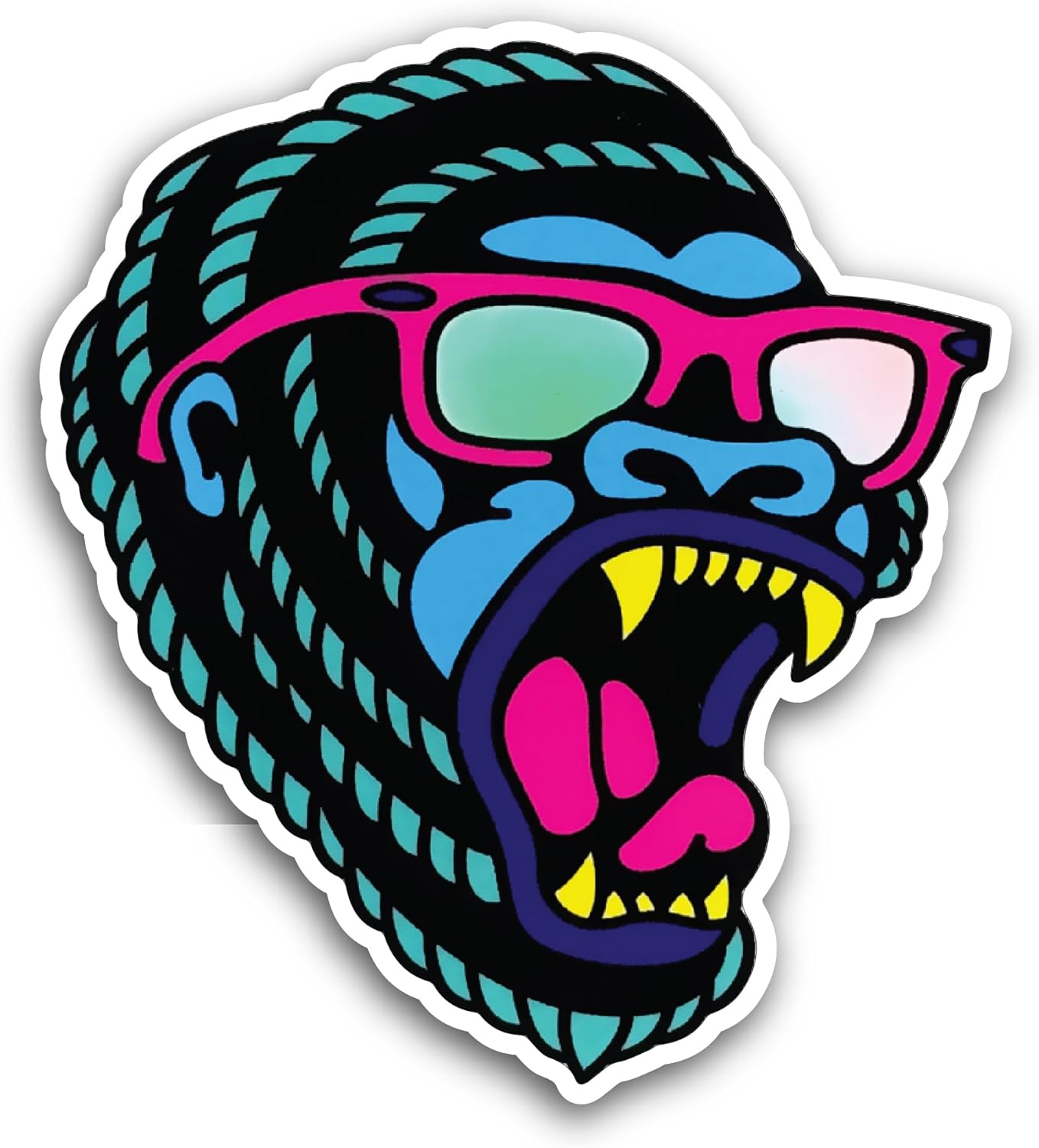 2 (Pieces) 3" and 5" Colorful Monkey Face Sticker, Waterproof Vinyl Decals for Many Purpose Like Cars, Trucks, Laptops, Phones, Windows and More