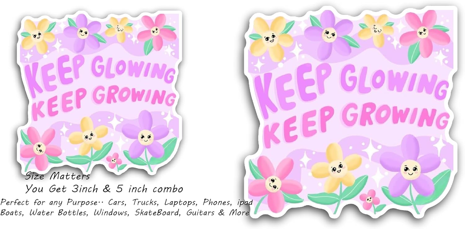 2 (Pieces) 3" and 5" Keep Glowing Text Sticker, Waterproof Vinyl Decals for Many Purpose Like Cars, Trucks, Laptops, Phones, Windows and More