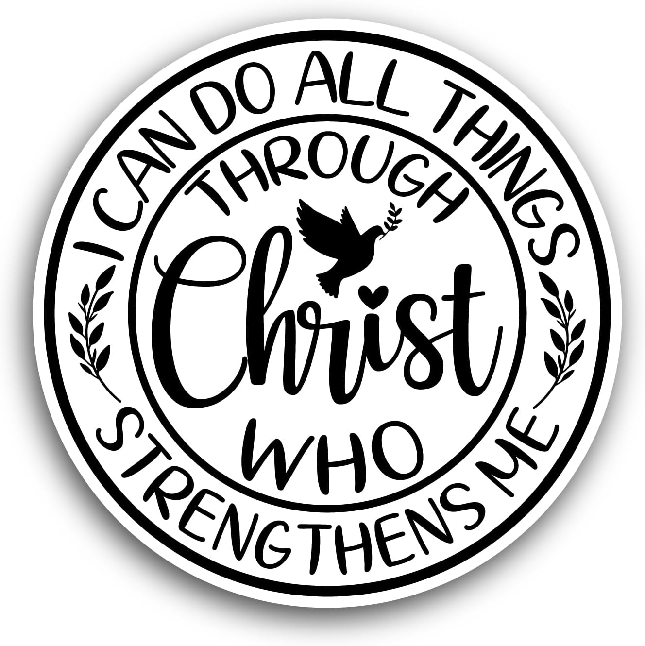 2 (Pieces) 3" and 5" I Can Do All Things Through Christ Who Strengthens Me Sticker, Waterproof Vinyl Decals for Many Purpose Like Cars, Trucks, Laptops, Phones, Windows and More