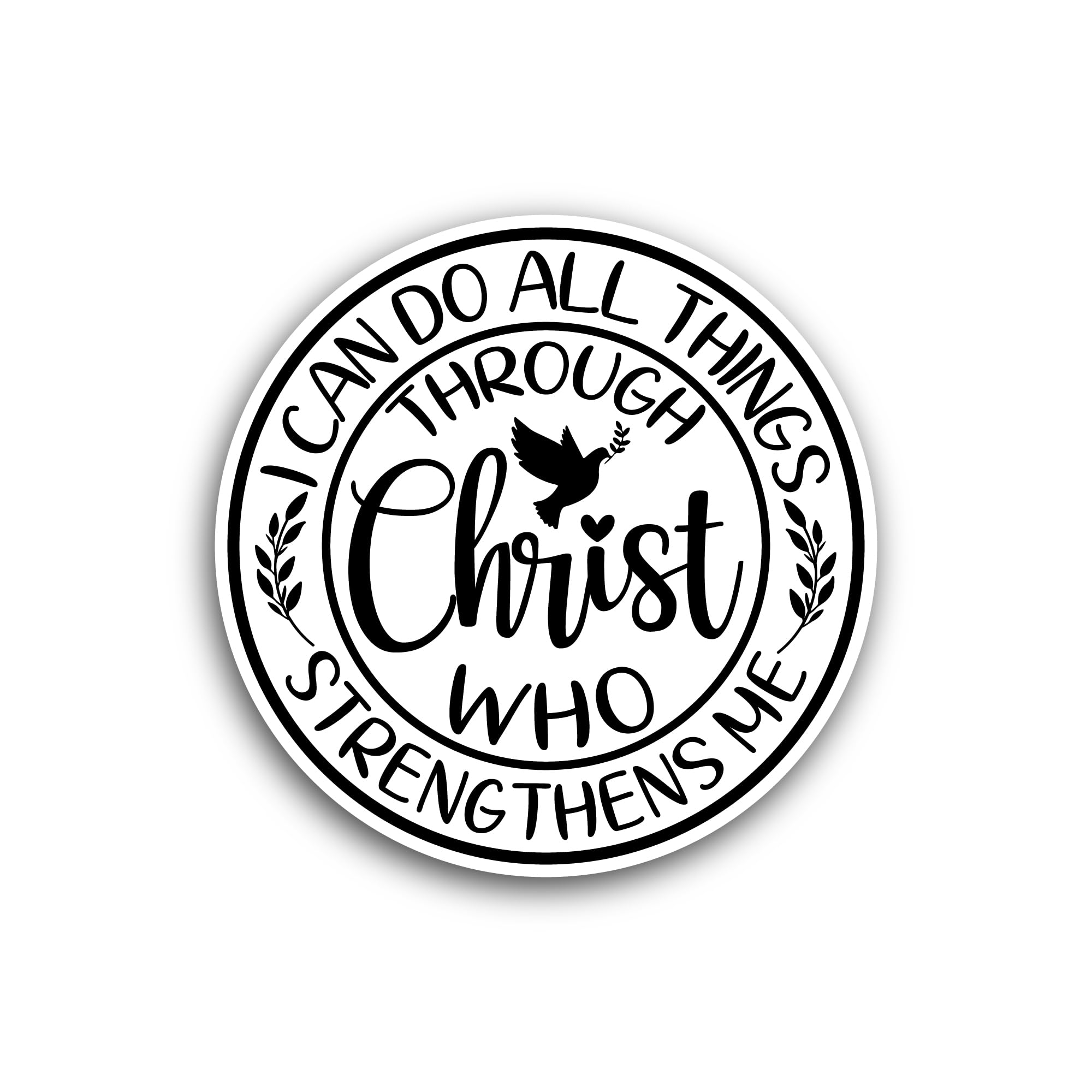 2 (Pieces) 3" and 5" I Can Do All Things Through Christ Who Strengthens Me Sticker, Waterproof Vinyl