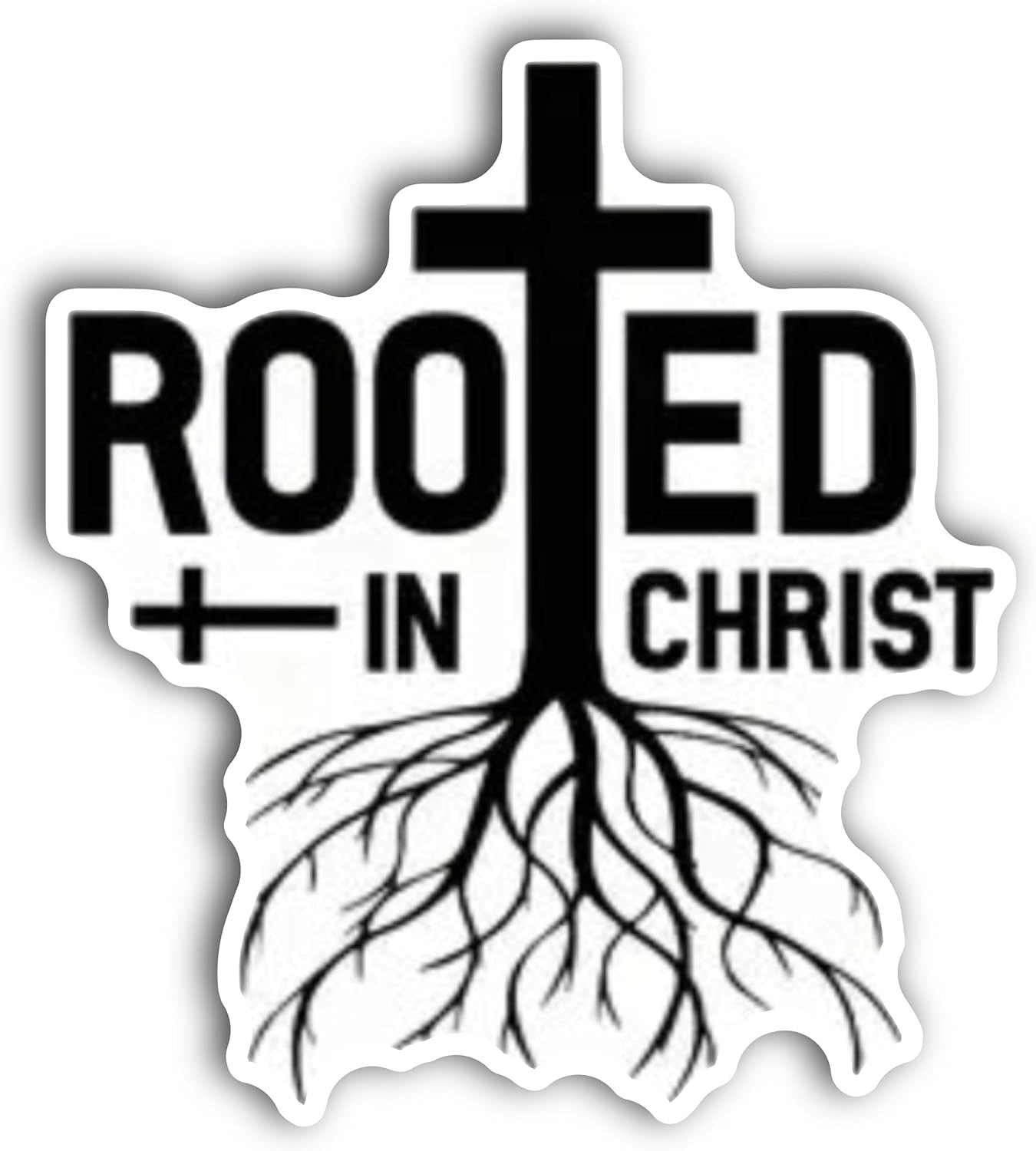 2 (Pieces) 3" and 5" Rooted in Christ Decal Sticker, Waterproof Vinyl Decals for Many Purpose Like Cars, Trucks, Laptops, Phones, Windows and More