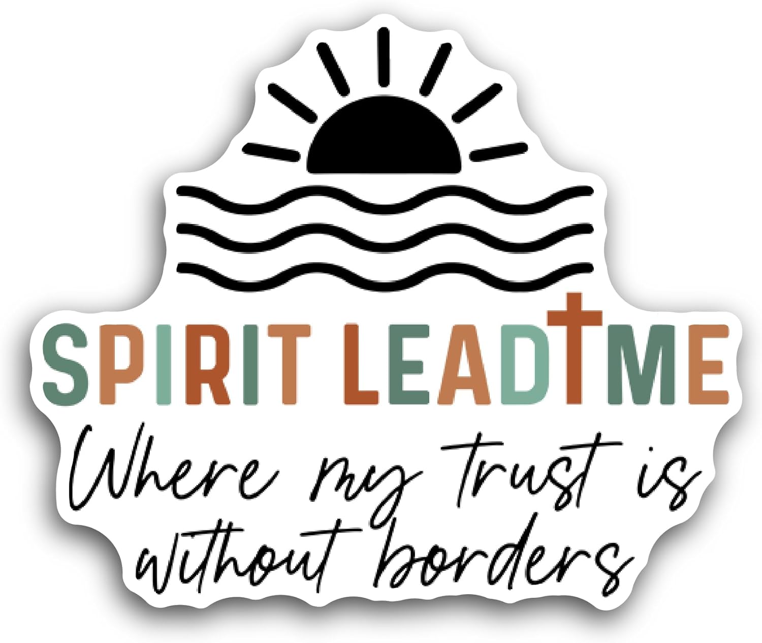 2 (Pieces) 3" and 5" Spirit Lead Me Text Sticker, Waterproof Vinyl Decals for Many Purpose Like Cars, Trucks, Laptops, Phones, Windows and More