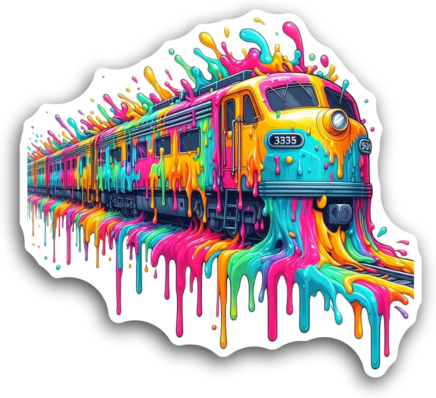 2 (Pieces) 3" and 5" Brightly Colored Train Sticker, Waterproof Vinyl Decals for Many Purpose Like Cars, Trucks, Laptops, Phones, Windows and More