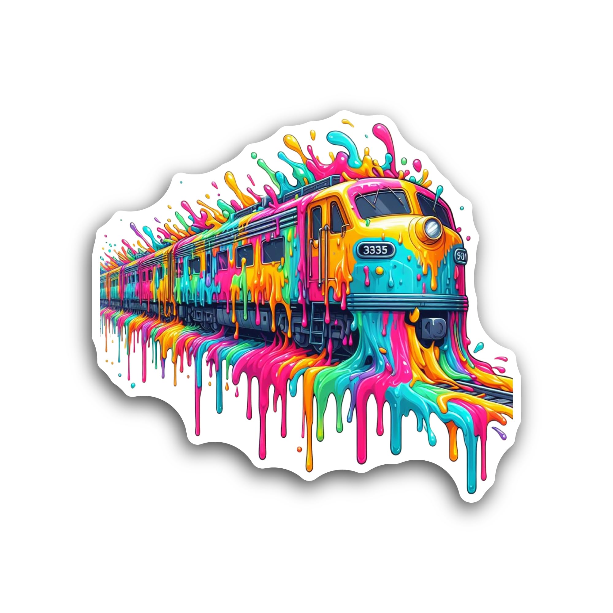2 (Pieces) 3" and 5" Brightly Colored Train Sticker, Waterproof Vinyl Decals for Many Purpose Like C