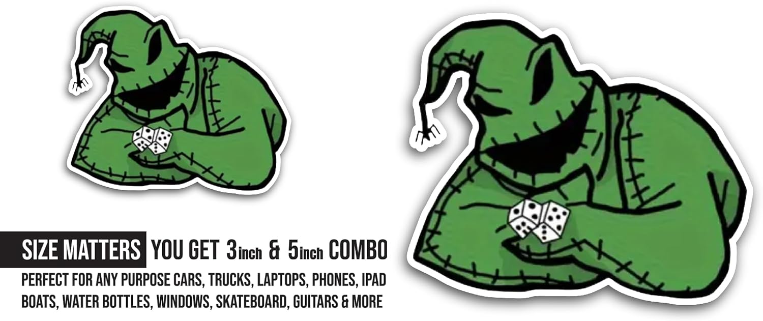 2 (Pieces) 3" and 5" B00gieman Character Sticker, Waterproof Vinyl Decals for Many Purpose Like Cars, Trucks, Laptops, Phones, Windows and More