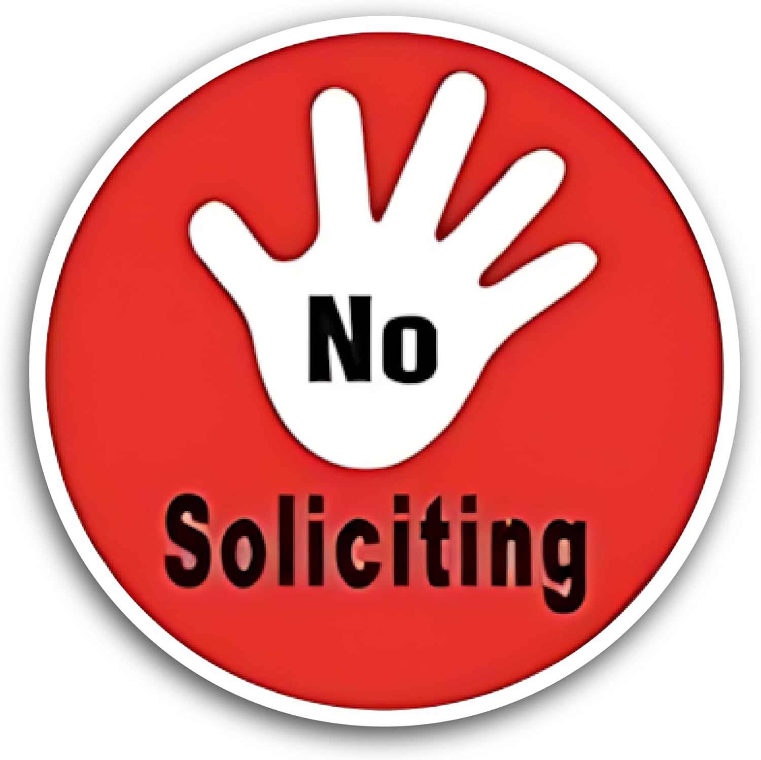 2 (Pieces) 3" and 5" No Soliciting Sign Sticker, Waterproof Vinyl Decals for Many Purpose Like Cars, Trucks, Laptops, Phones, Windows and More