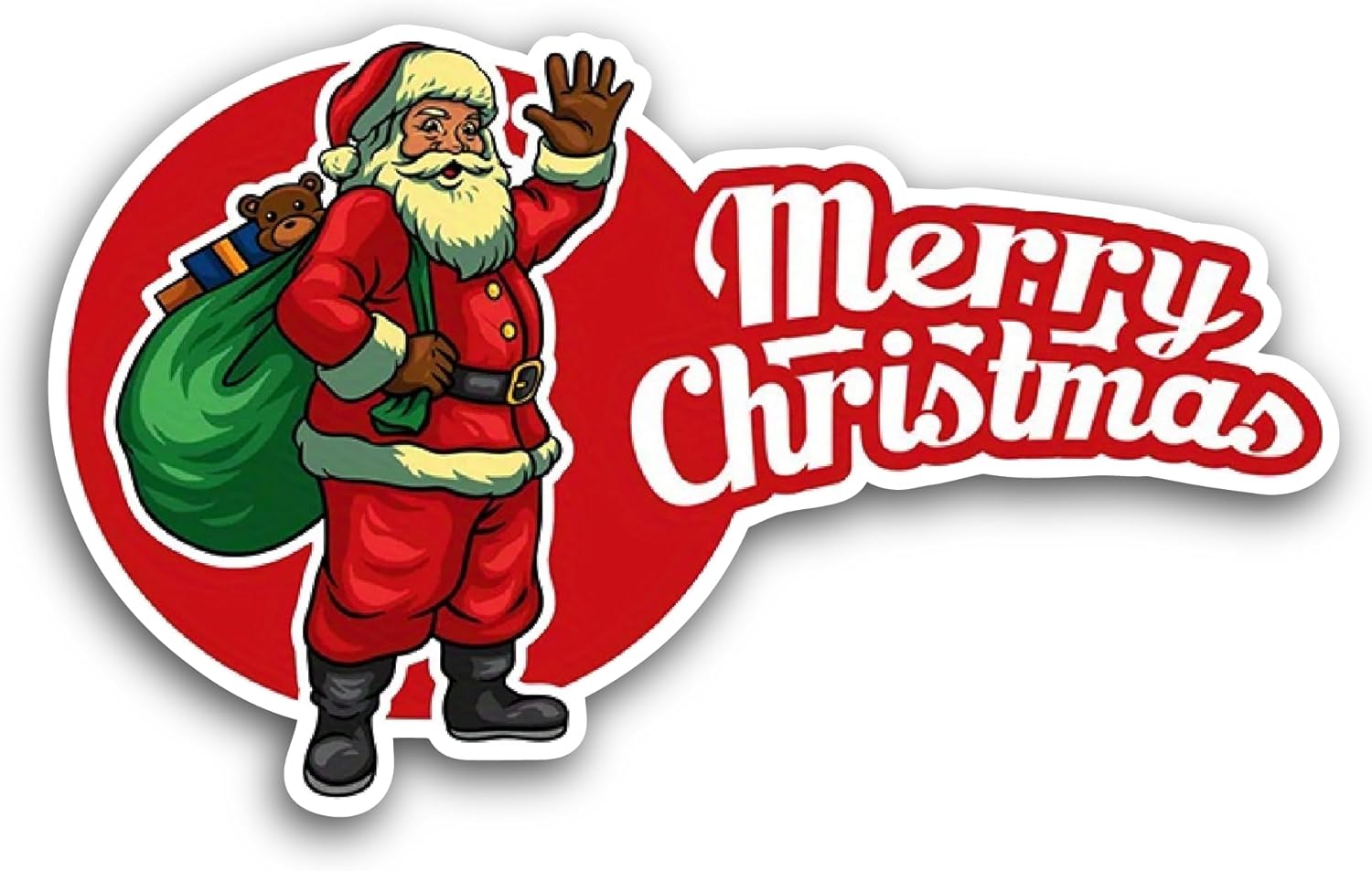 2 (Pieces) 3" and 5" Merry Christmas with Santa Sticker, Waterproof Vinyl Decals for Many Purpose Like Cars, Trucks, Laptops, Phones, Windows and More