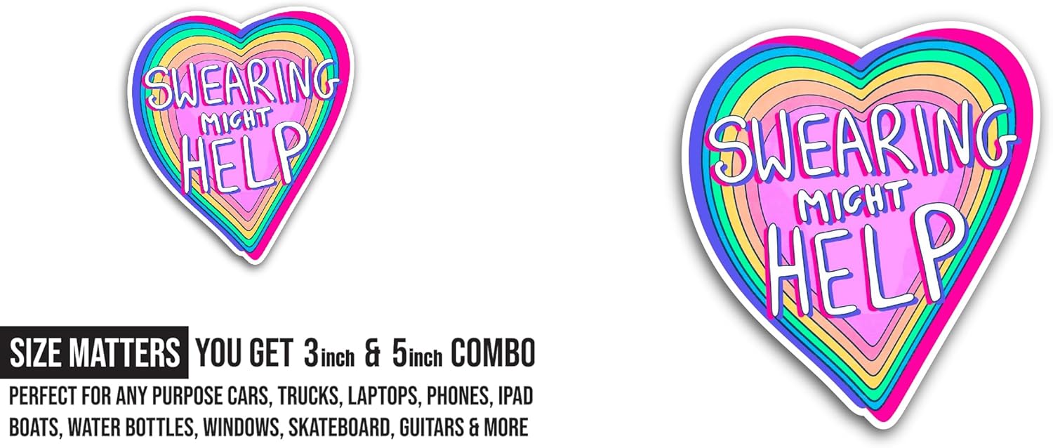 2 (Pieces) 3" and 5" Swearing Sticker, Waterproof Vinyl Decals for Many Purpose Like Cars, Trucks, Laptops, Phones, Windows and More