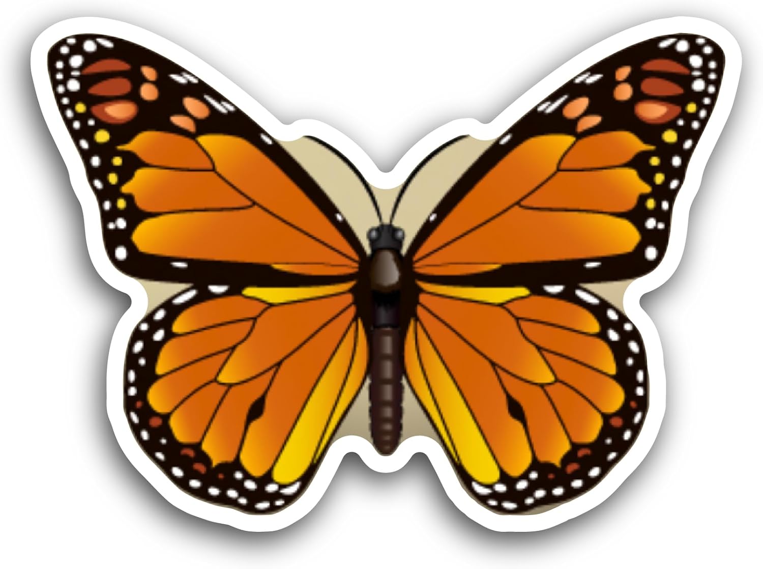2 (Pieces) 3" and 5" Butterfly with Orange Wings Sticker, Waterproof Vinyl Decals for Many Purpose Like Cars, Trucks, Laptops, Phones, Windows and More