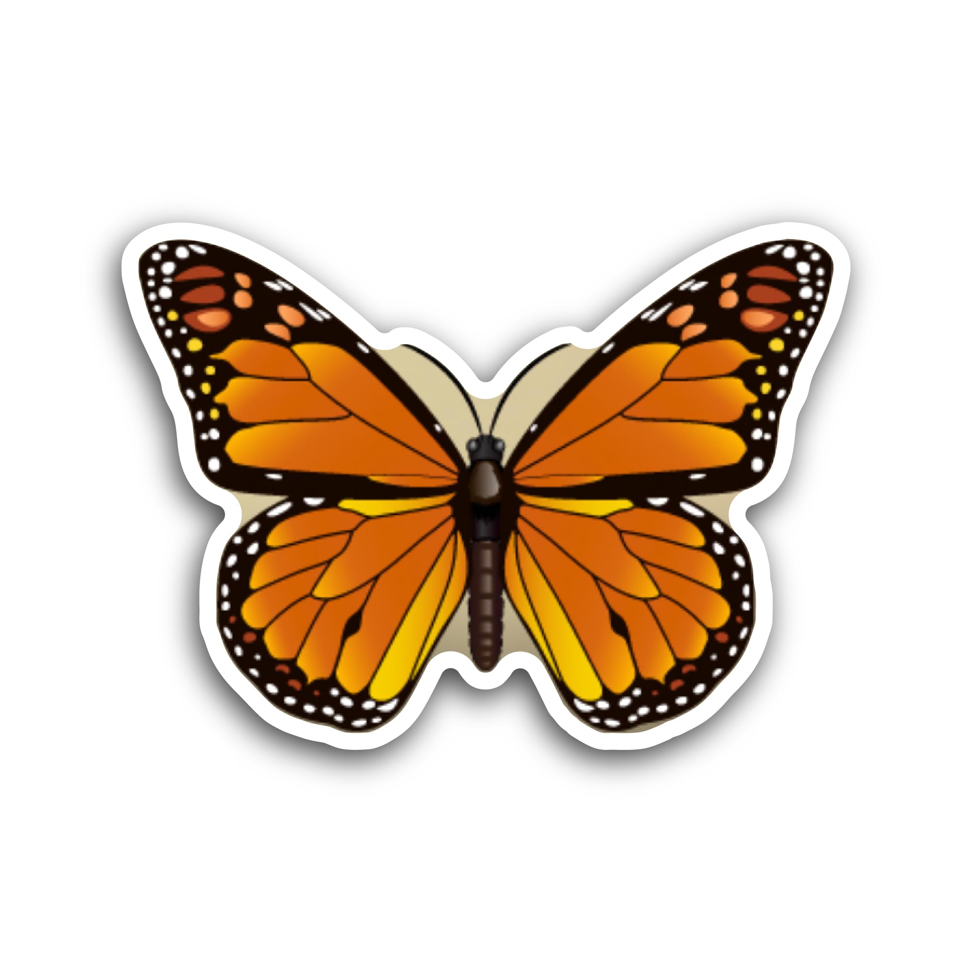 2 (Pieces) 3" and 5" Butterfly with Orange Wings Sticker, Waterproof Vinyl Decals for Many Purpose L
