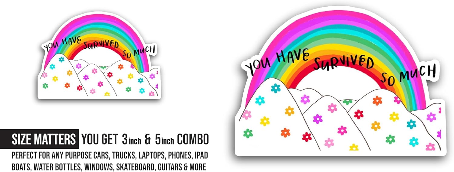 2 (Pieces) 3" and 5" Rainbow Sticker, Waterproof Vinyl Decals for Many Purpose Like Cars, Trucks, Laptops, Phones, Windows and More