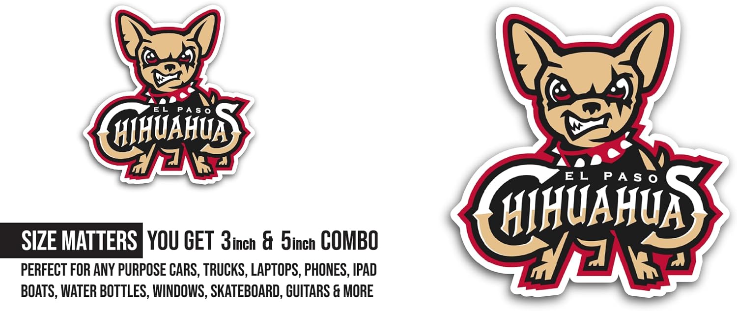 2 (Pieces) 3" and 5" El Pas0 Chihuahuas Sticker, Waterproof Vinyl Decals for Many Purpose Like Cars, Trucks, Laptops, Phones, Windows and More
