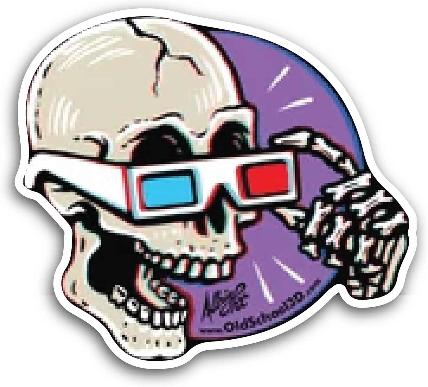 2 (Pieces) 3" and 5" Glasses with Skull Sticker, Waterproof Vinyl Decals for Many Purpose Like Cars, Trucks, Laptops, Phones, Windows and More