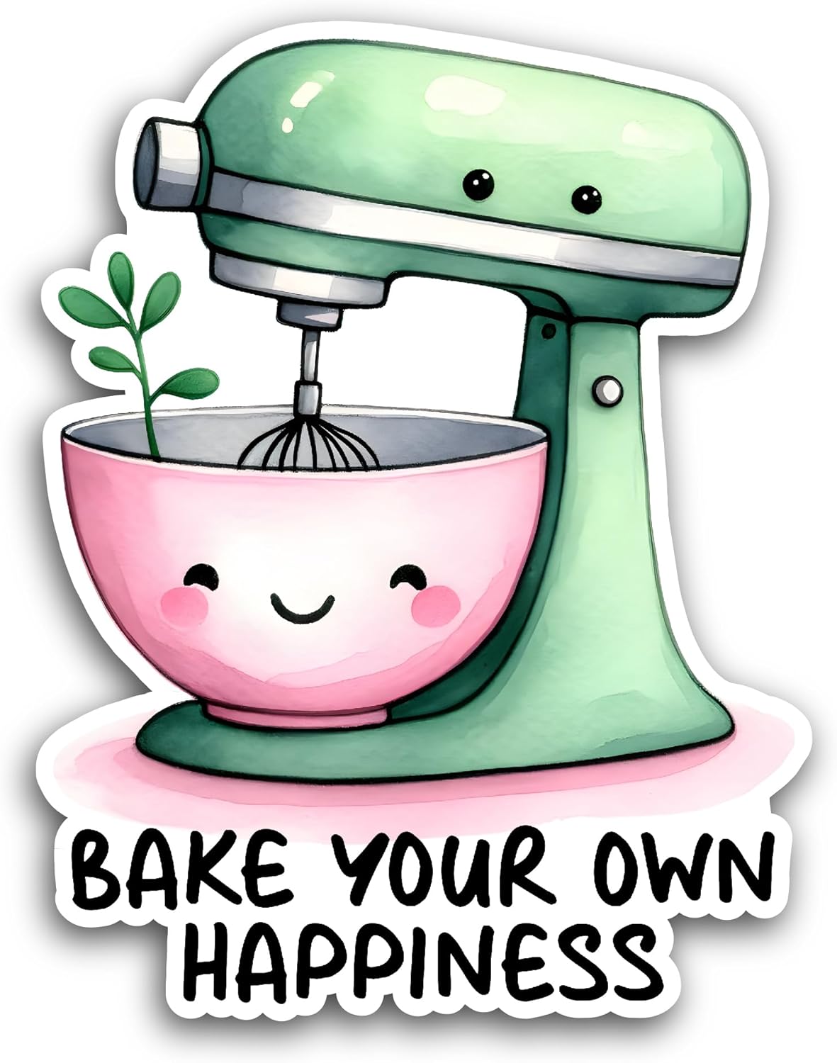 2 (Pieces) 3" and 5" Bake Your Own Happiness Sticker, Waterproof Vinyl Decals for Many Purpose Like Cars, Trucks, Laptops, Phones, Windows and More