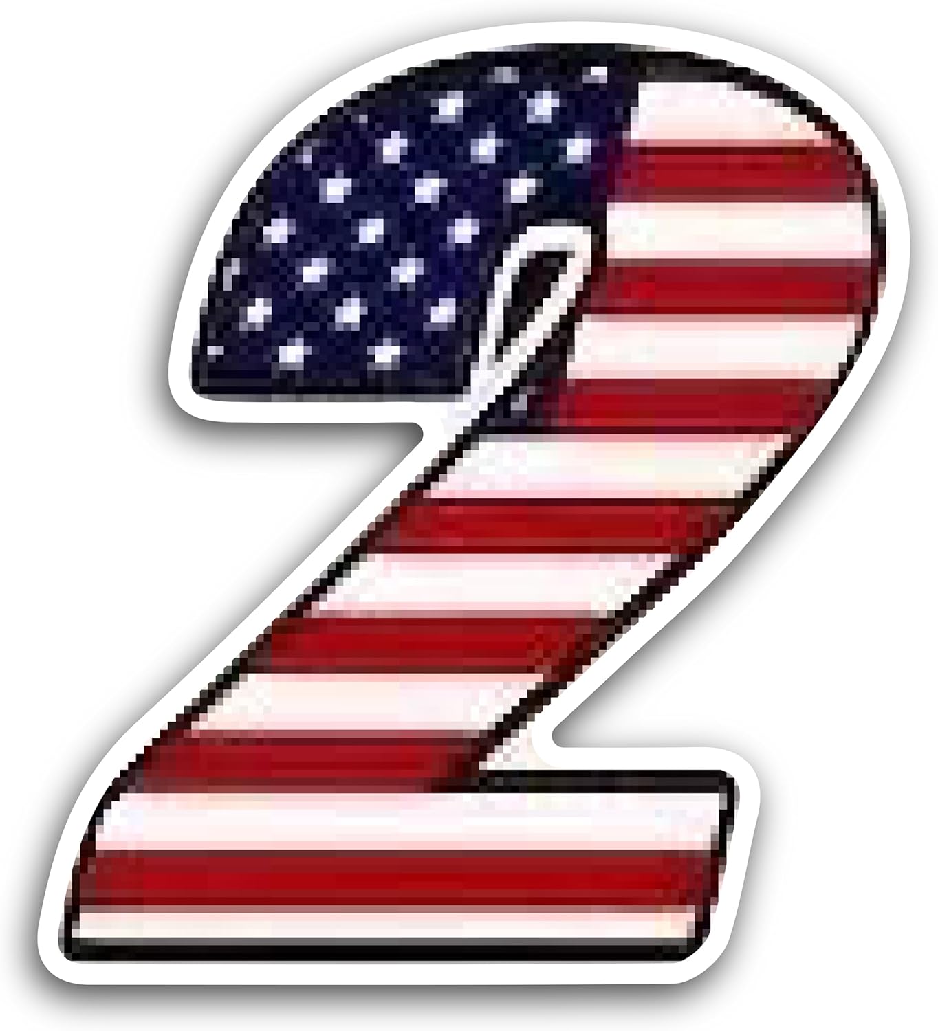 2 (Pieces) 3" and 5" Number Two in American Flag Color Decal Sticker, Waterproof Vinyl Decals for Many Purpose Like Cars, Trucks, Laptops, Phones, Windows and More