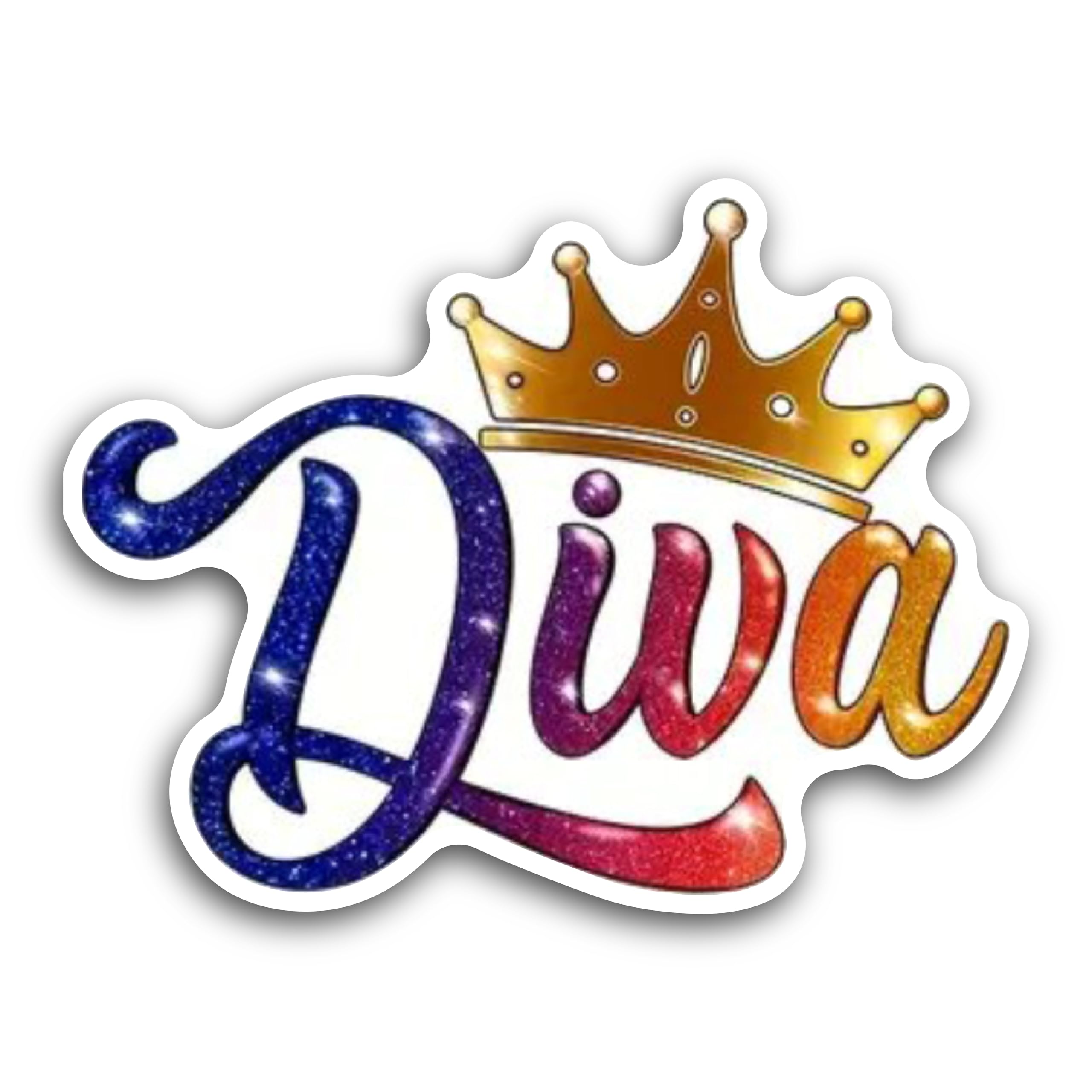 2 (Pieces) 3" and 5" Diva with gold crown Decal Sticker, Waterproof Vinyl Decals for Many Purpose Li