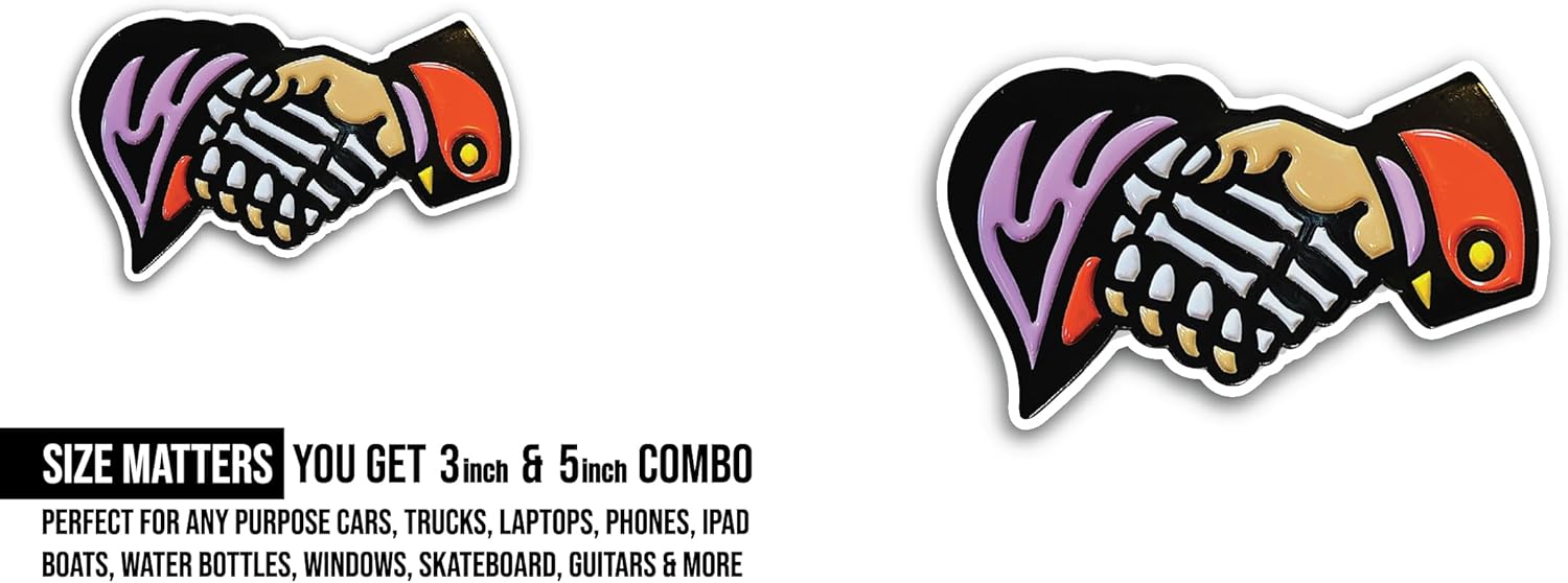 2 (Pieces) 3" and 5" Handshake Sticker, Waterproof Vinyl Decals for Many Purpose Like Cars, Trucks, Laptops, Phones, Windows and More