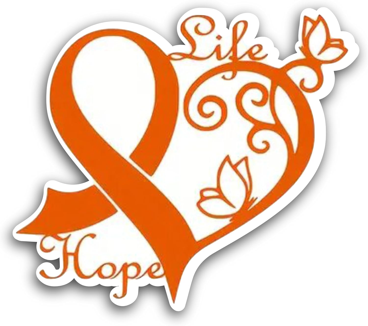 2 (Pieces) 3" and 5" Life Hope in Orange Color with Heart Decal Sticker, Waterproof Vinyl Decals for Many Purpose Like Cars, Trucks, Laptops, Phones, Windows and More