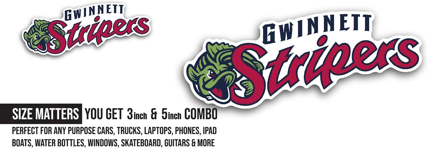 2 (Pieces) 3" and 5" Gw1nnett Str1pers Logo Decal Sticker, Waterproof Vinyl Decals for Many Purpose Like Cars, Trucks, Laptops, Phones, Windows and More