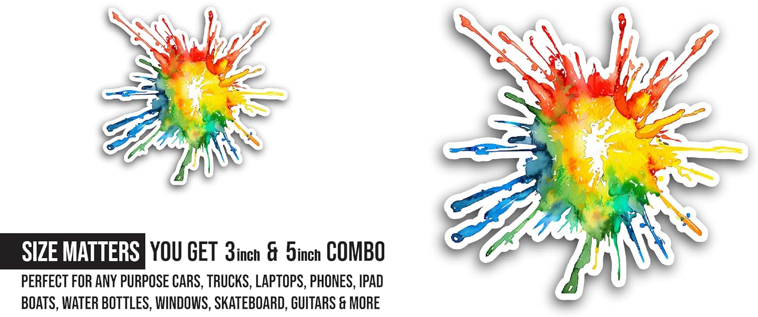 2 (Pieces) 3" and 5" Yellow and Red Sticker, Waterproof Vinyl Decals for Many Purpose Like Cars, Trucks, Laptops, Phones, Windows and More